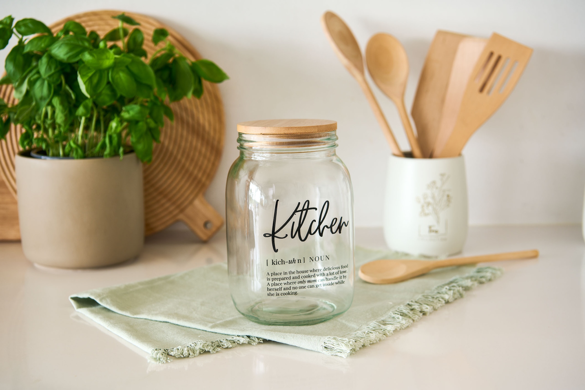 Zeller Present Vorratsglas »HOME & KITCHEN« Set, HOME - 1000 ml, Ø 10 x 19,5 cm / KITCHEN 1400 ml, Ø 11,4 x 19 cm, 2 Stk. tlg. luftdicht verschliessbar