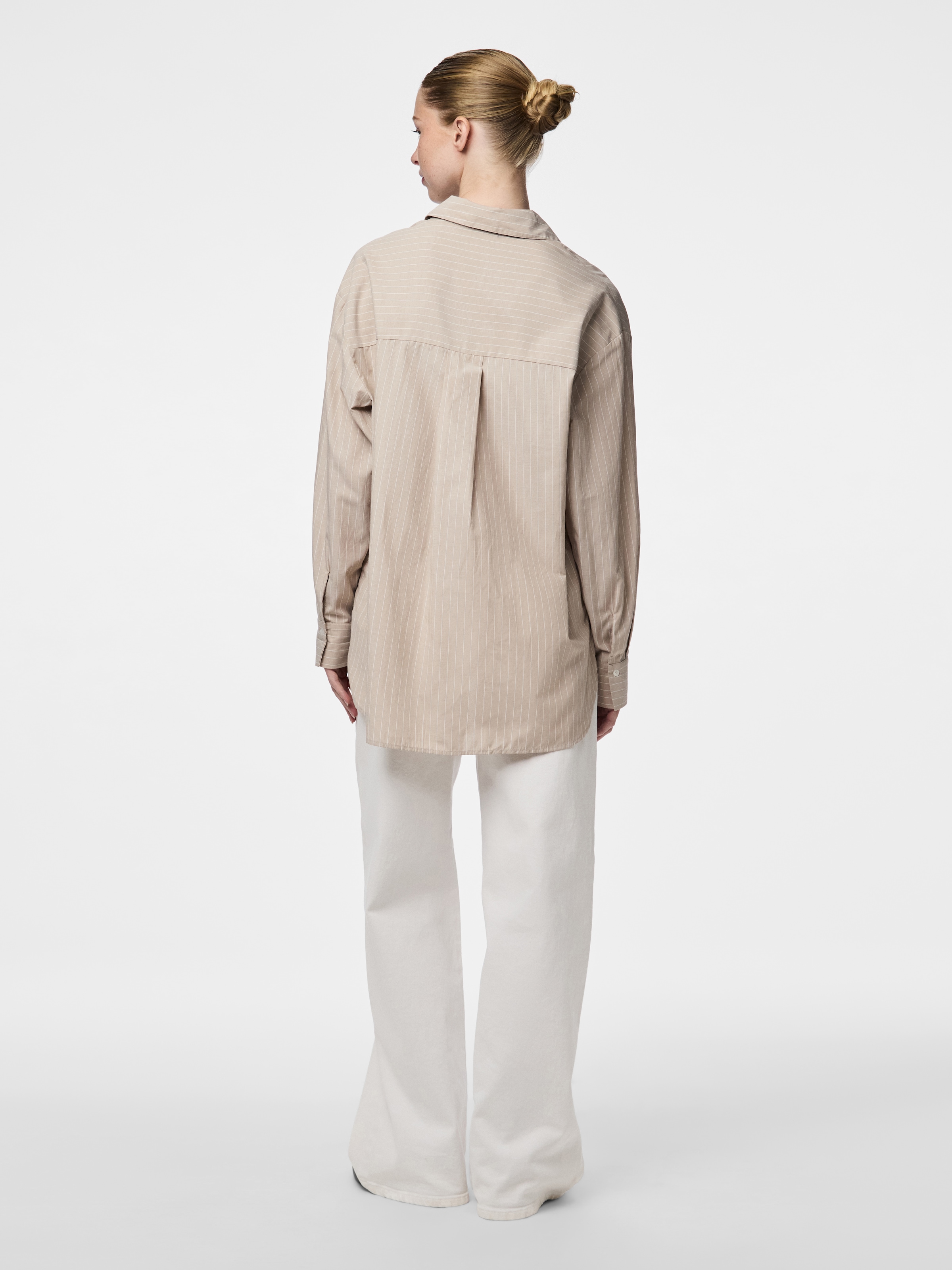 pieces Blouse chemise »PCMELIA LS LOOSE SHIRT WVN NOOS BC« mit abgerundetem Saum