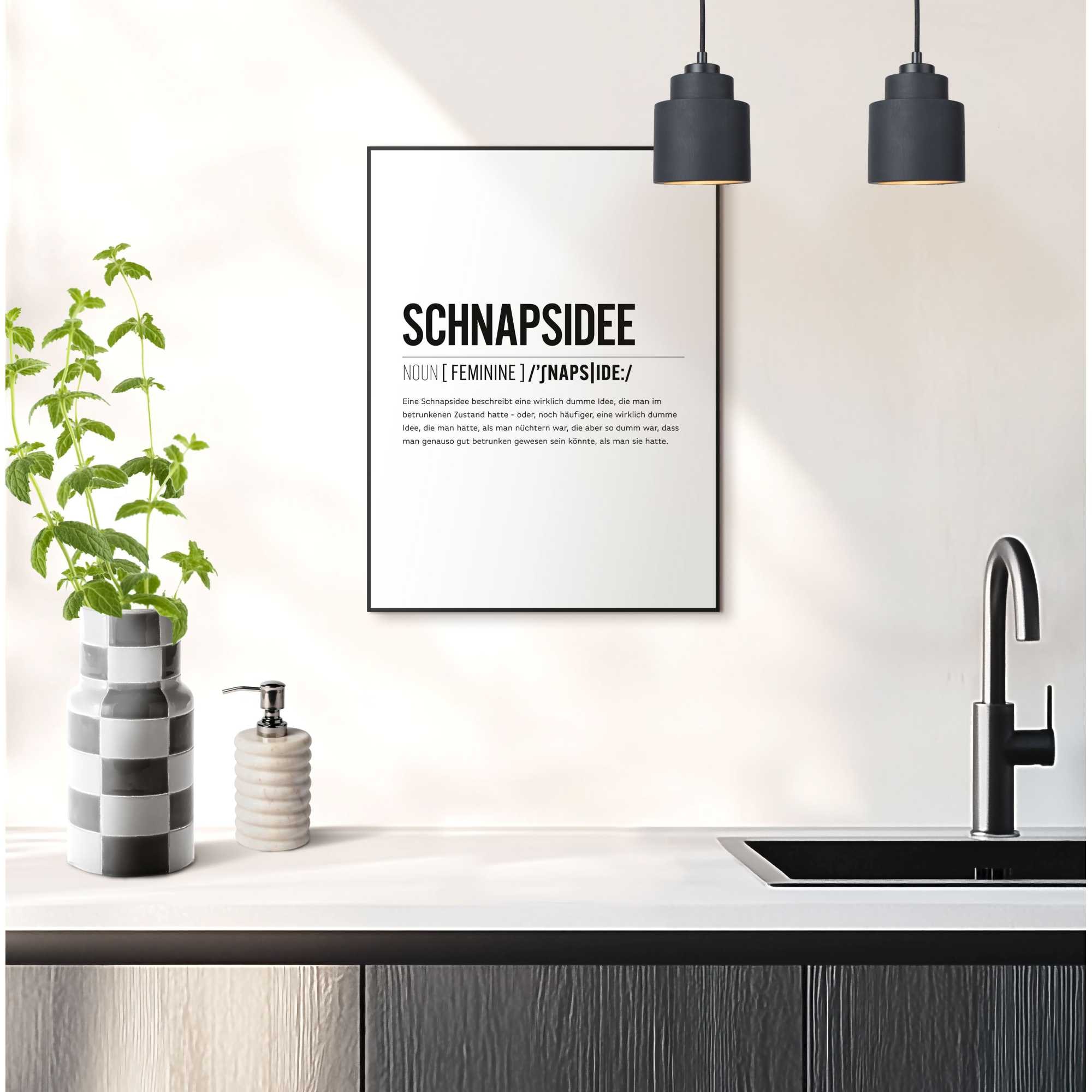 Reinders! Poster »Schnapsidee« Küche - Schwarz-Weiss - MDF - Sprüche - 30x40 cm