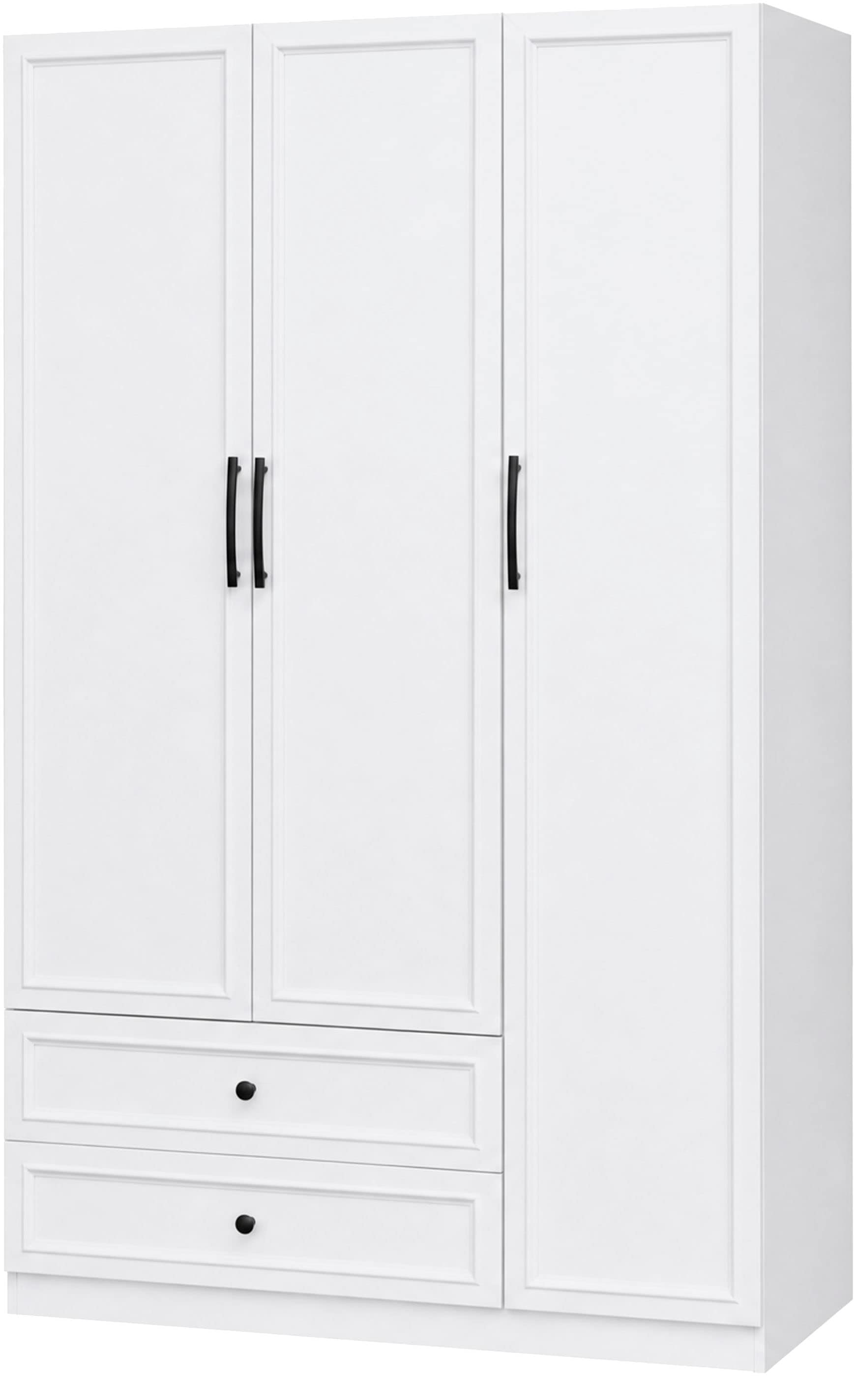 GOODproduct Kleiderschrank »Arrian 120 cm Weiss | 3-türiger Drehtürenschrank im Landhausstil« Zeitloses Landhausdesign trifft auf durchdachte Stauraumlösungen