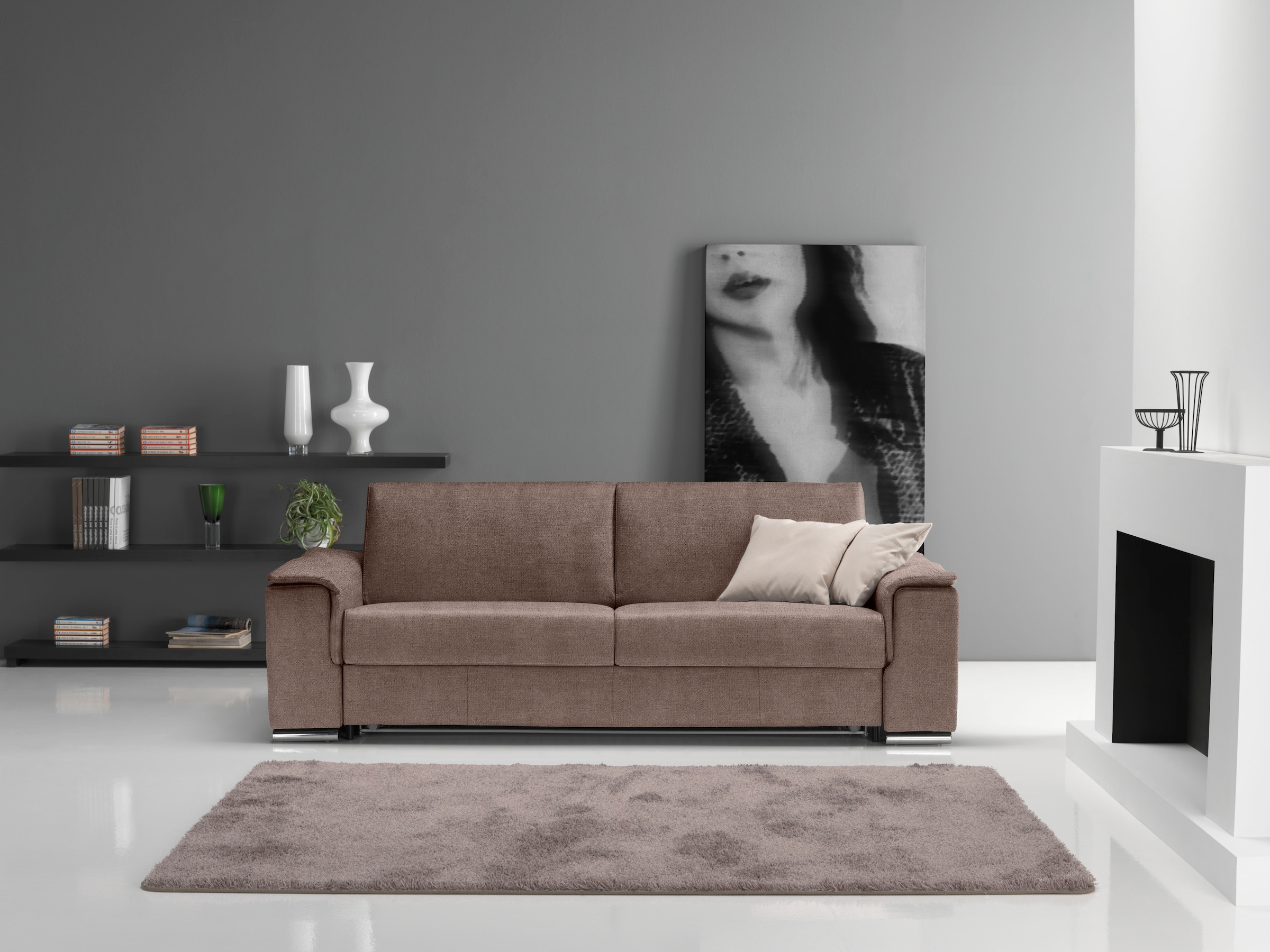 Egoitaliano 2,5-places »Cecilia, modern und elegant mit erstklassigem Sitzkomfort« mit verchromten Metallfüssen