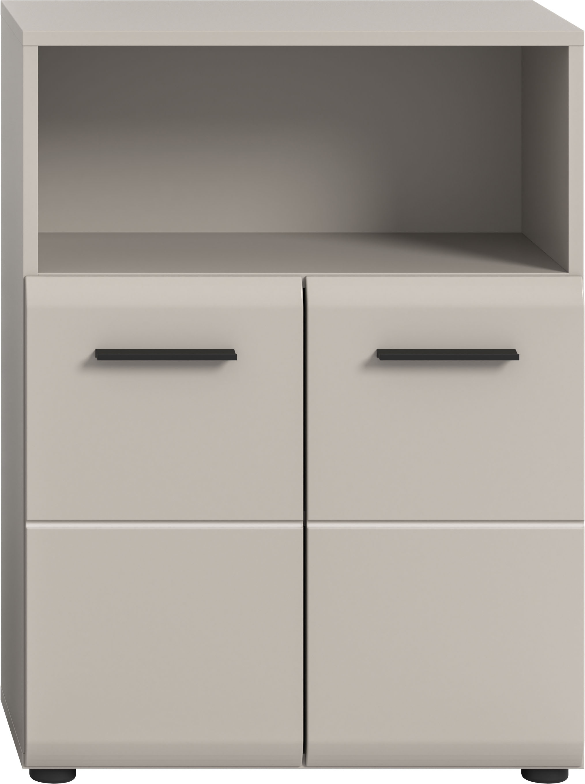 welltime Armoire intermédiaire »FLORENZ,  Breite 60 cm, 2 Türen, 1 Fachboden, 1 offene Fach« TOPSELLER!, 1 cuis tlg. hochwertige MDF Front, Griff schwarz, Badschrank, Bad