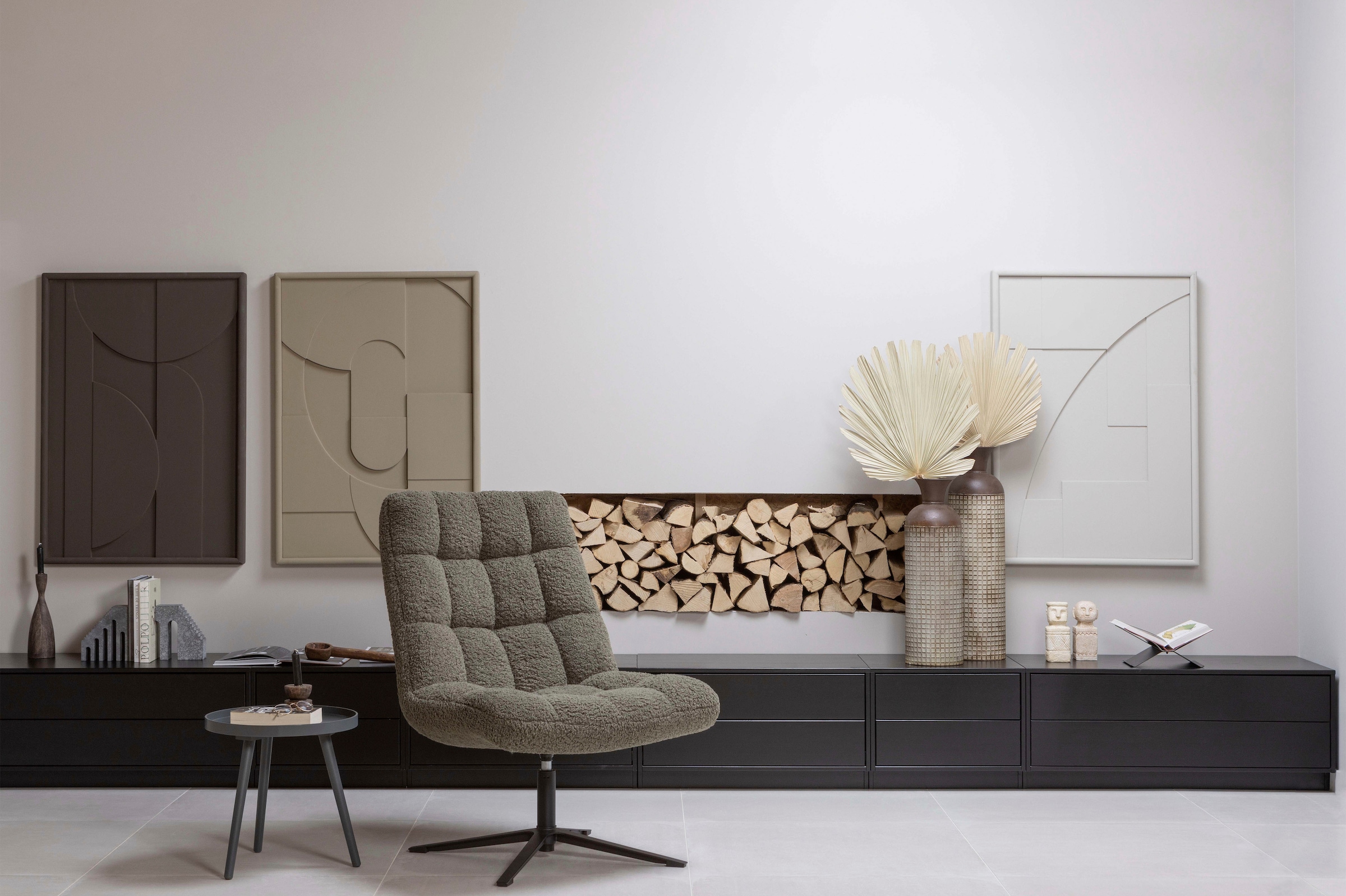 WOOOD Fauteuil pivotant »Job mit Teddy-Bezug und Drehmechanismus B 70 x T 85 x H 101 cm« Très haute résistance à l'usure, capacité de charge 140 kg, mécanisme de rotation à 360°