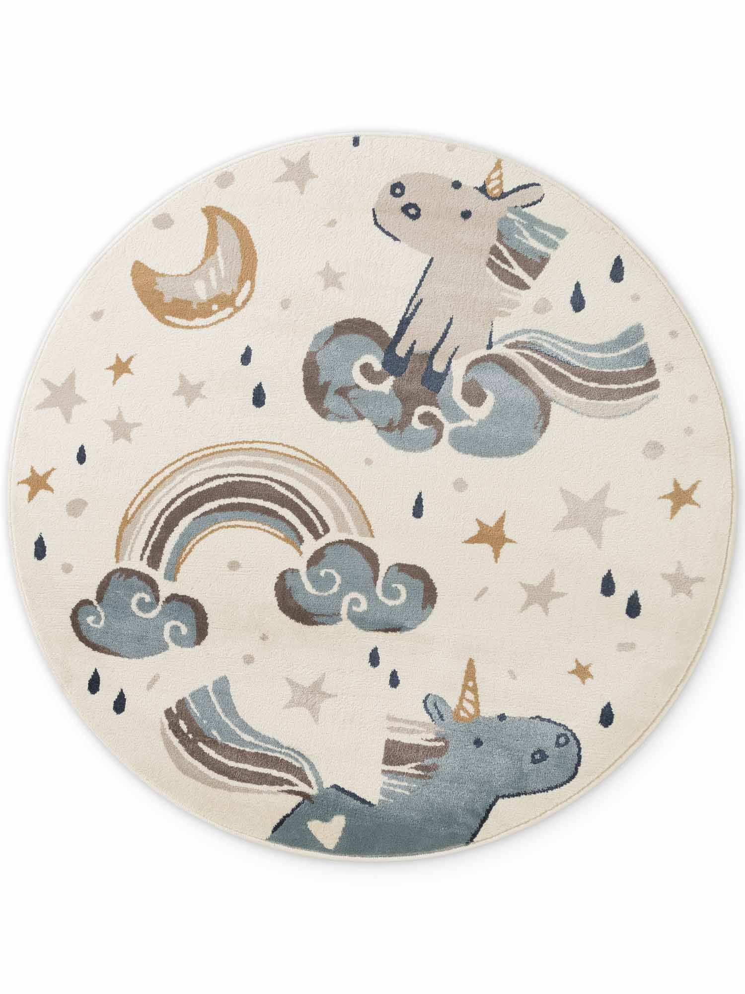 HANSE Home Tapis pour enfants »Einhorn« Rond 10 mm Höhe Pflegeleicht, Weich, Kinderzimmer, Spielteppich, Spielunterlage