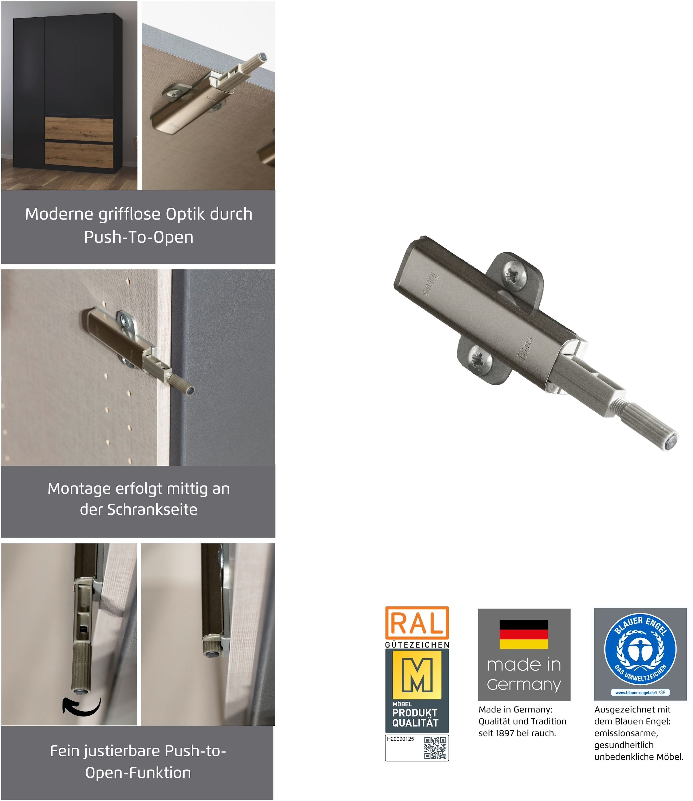 rauch 1100000002199 »Kleiderschrank Schrank Garderobe Wäscheschrank Schlafzimmer JOEL« in 3 verschiedenen Ausstattungen BASIC/CLASSIC/PREMIUM,  mit zwei Schubladen, mit Push-to-Open Funktion MADE IN GERMANY