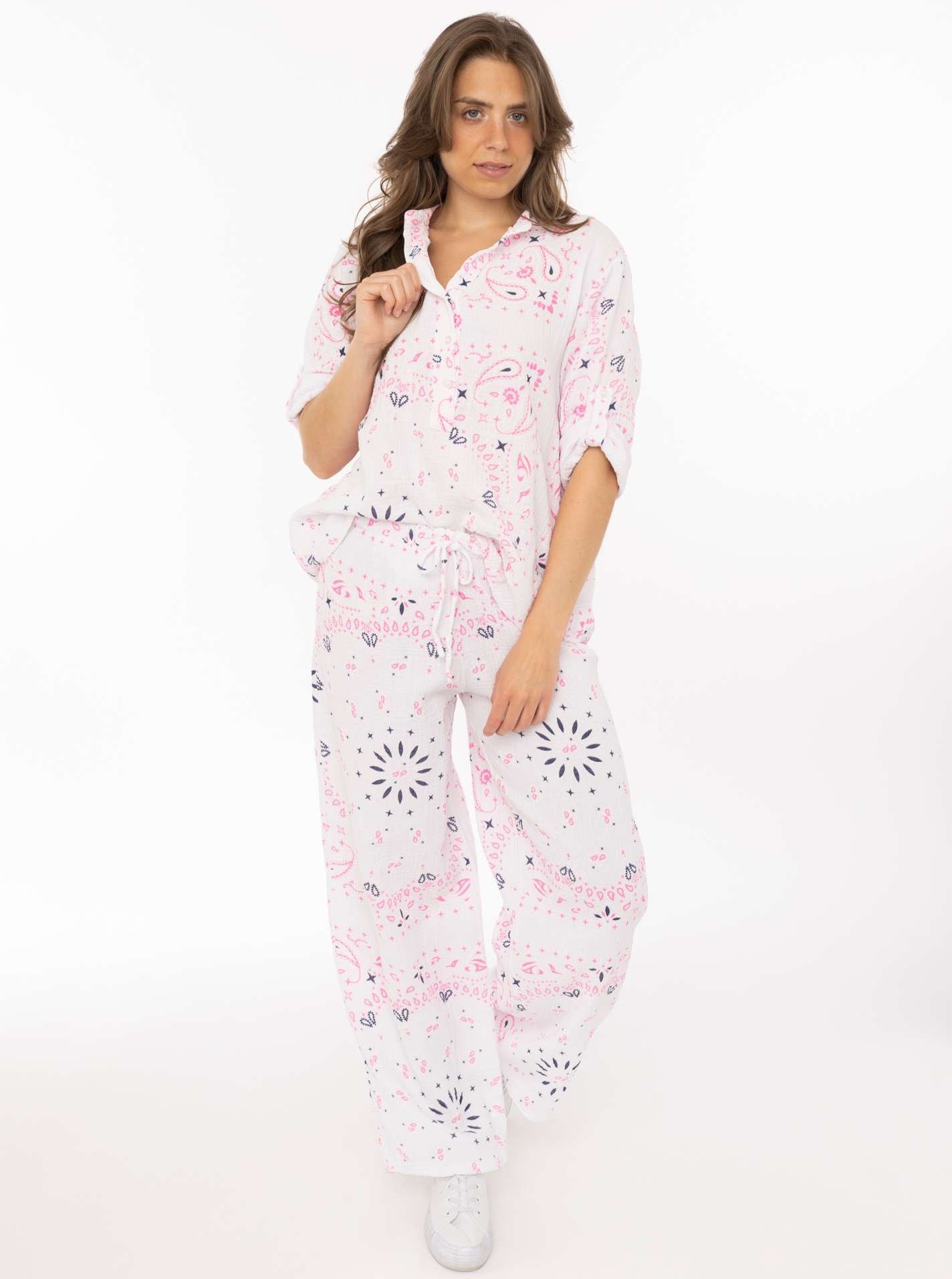 Zwillingsherz Pantalon en tissu »"Paisley Dreams"«  motif paisley, ceinture élastique avec cordon, mousseline