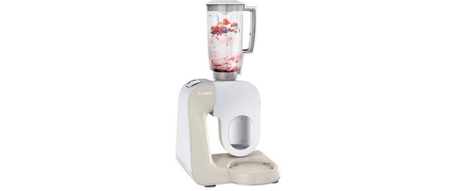 BOSCH Robot de cuisine »Serie 4 MUM58L20, Durchlaufschnitzler, Mixer, grau« 3 Scheiben, Schüssel, Knethaken/Rühr-/Silikonbesen, spülmaschinenfest