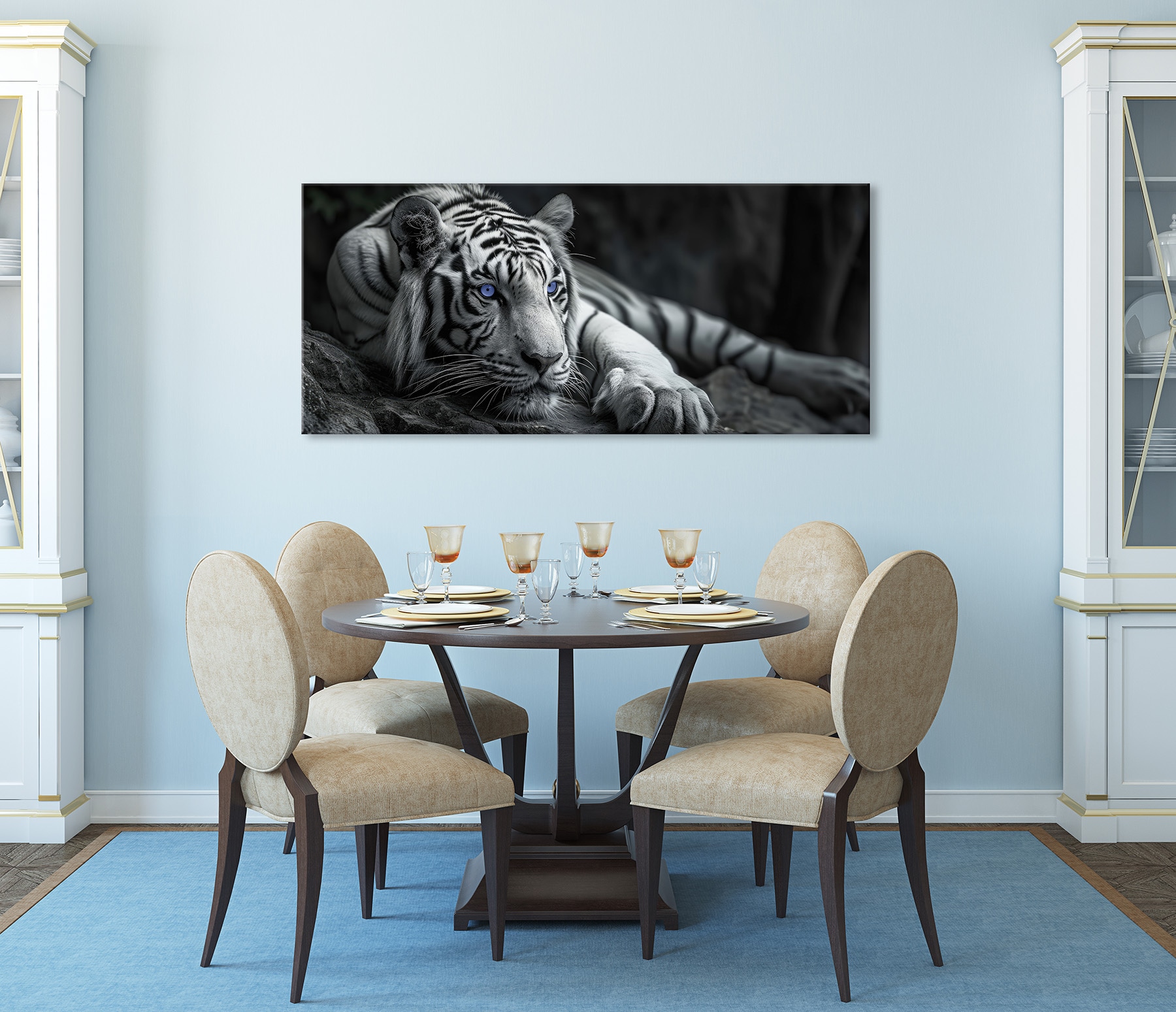 Bönninghoff Tableau sur toile »Wandbild TIGER XXL 60x140 cm – Leinwandbild Keilrahmen Deko modern« Animaux | Animaux sauvages | Félins | Tigre 1 cuis tlg. tendu sur châssis