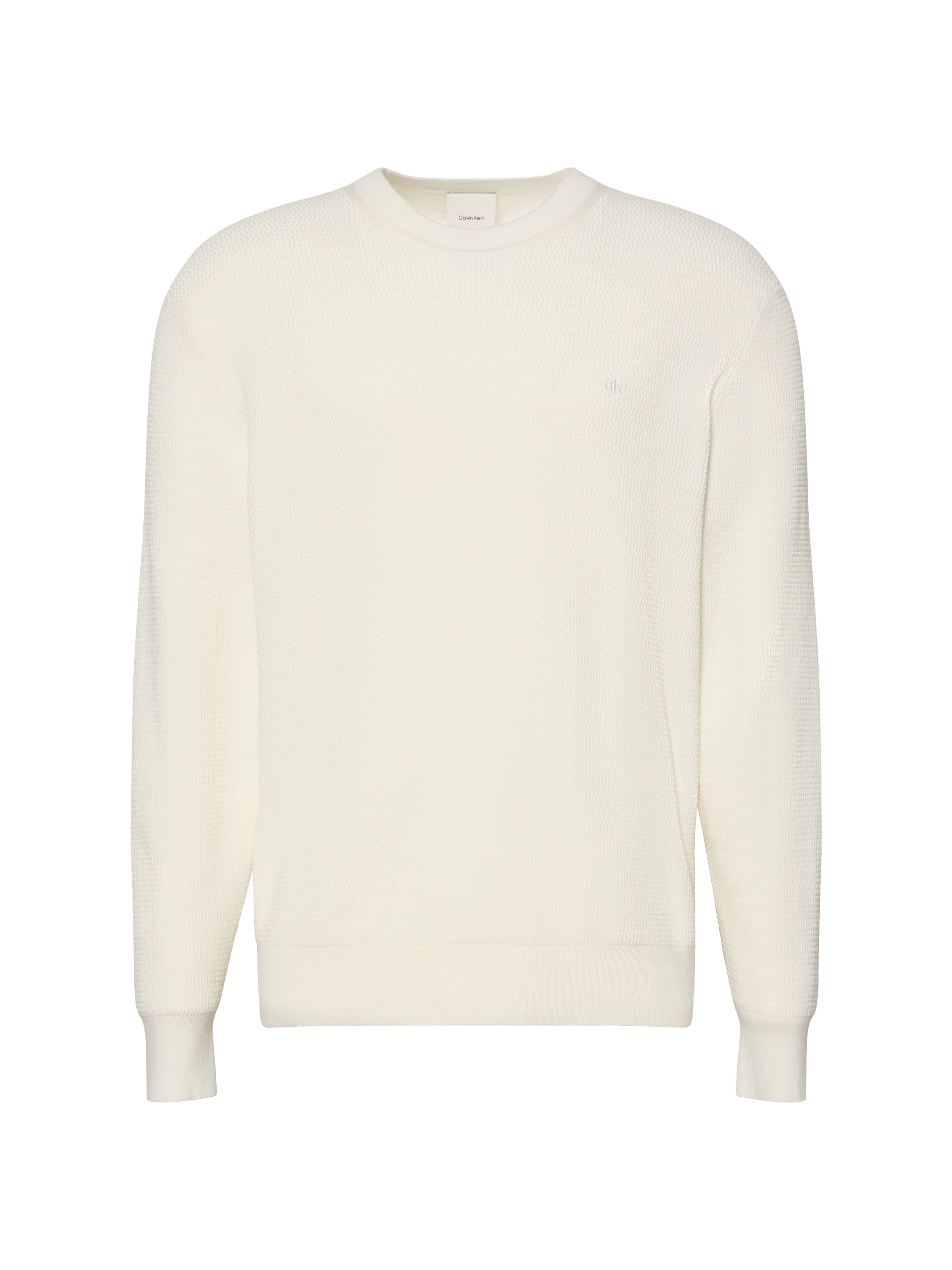 Calvin Klein Pull en tricot »LS TXTR CTTN CRWNK S« Mit Rundhalsausschnitt