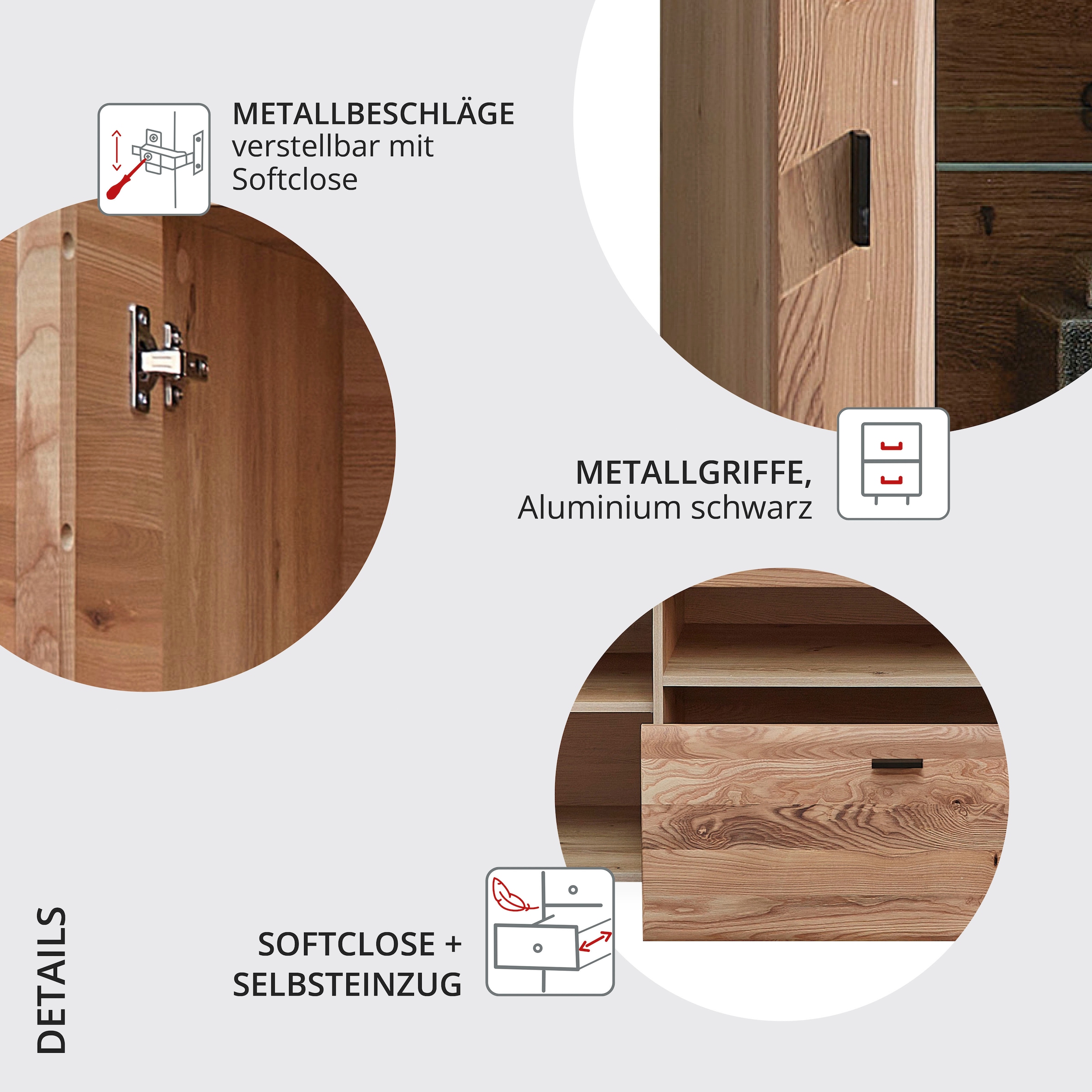 Wohnconcept Meuble mural »MALAGA Wohnwand, 305/194/49 ( BxHxT)« 4 cuis tlg.