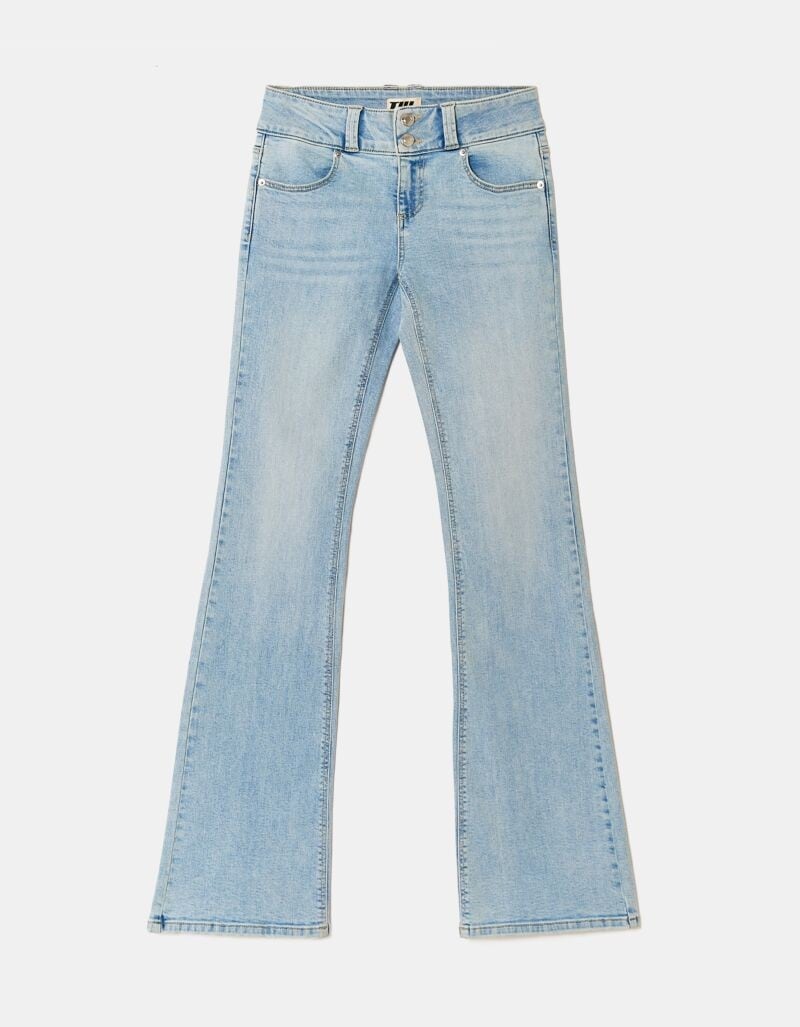 Tally Weijl Bootcut-Jeans »SPADECYNTIA« Baumwollmischung, Low Waist, mit doppeltem Knopf am breiten Bund