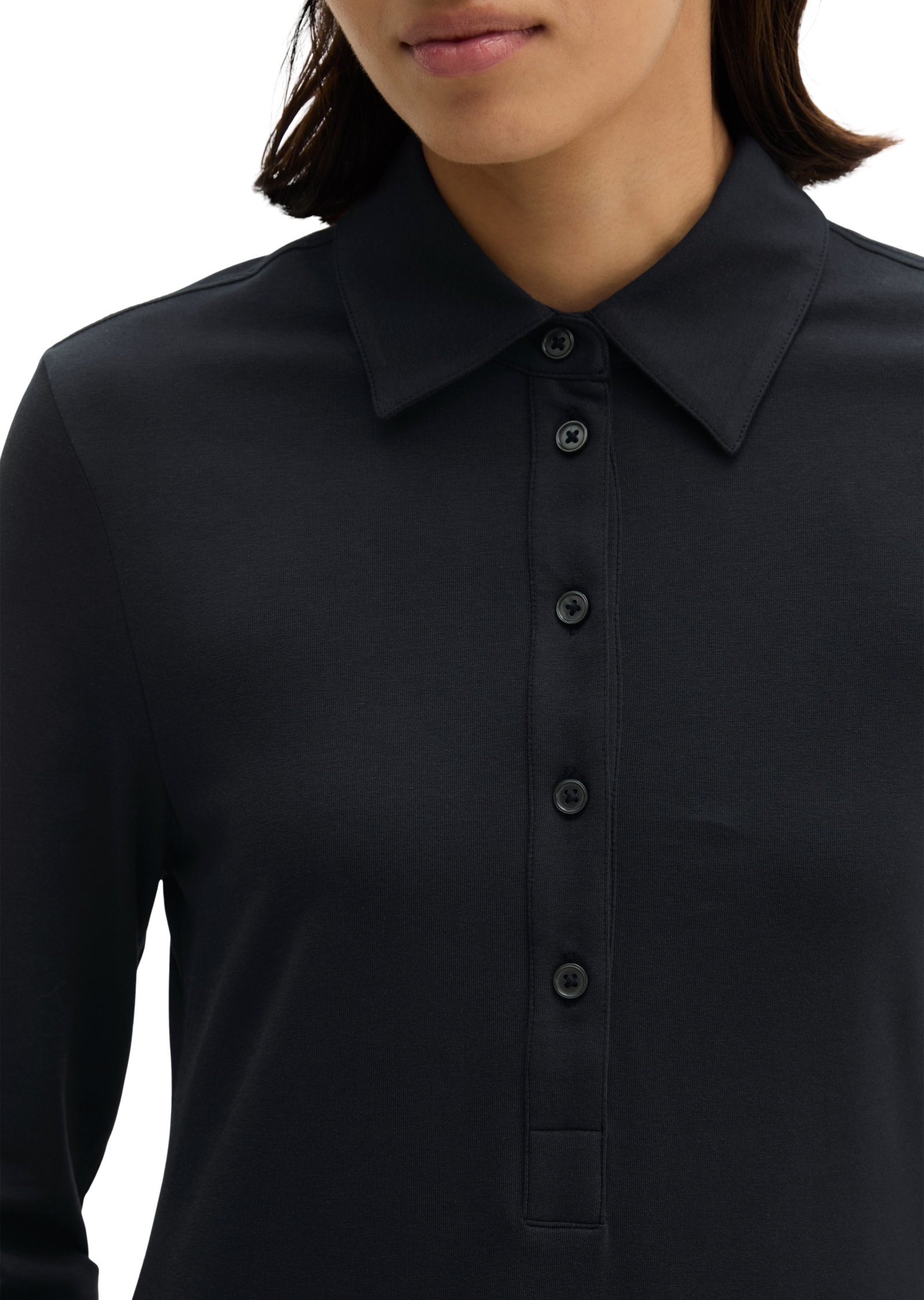 Marc O'Polo Hemdblusenkleid flared aus Single Jersey mit Paper-Finish