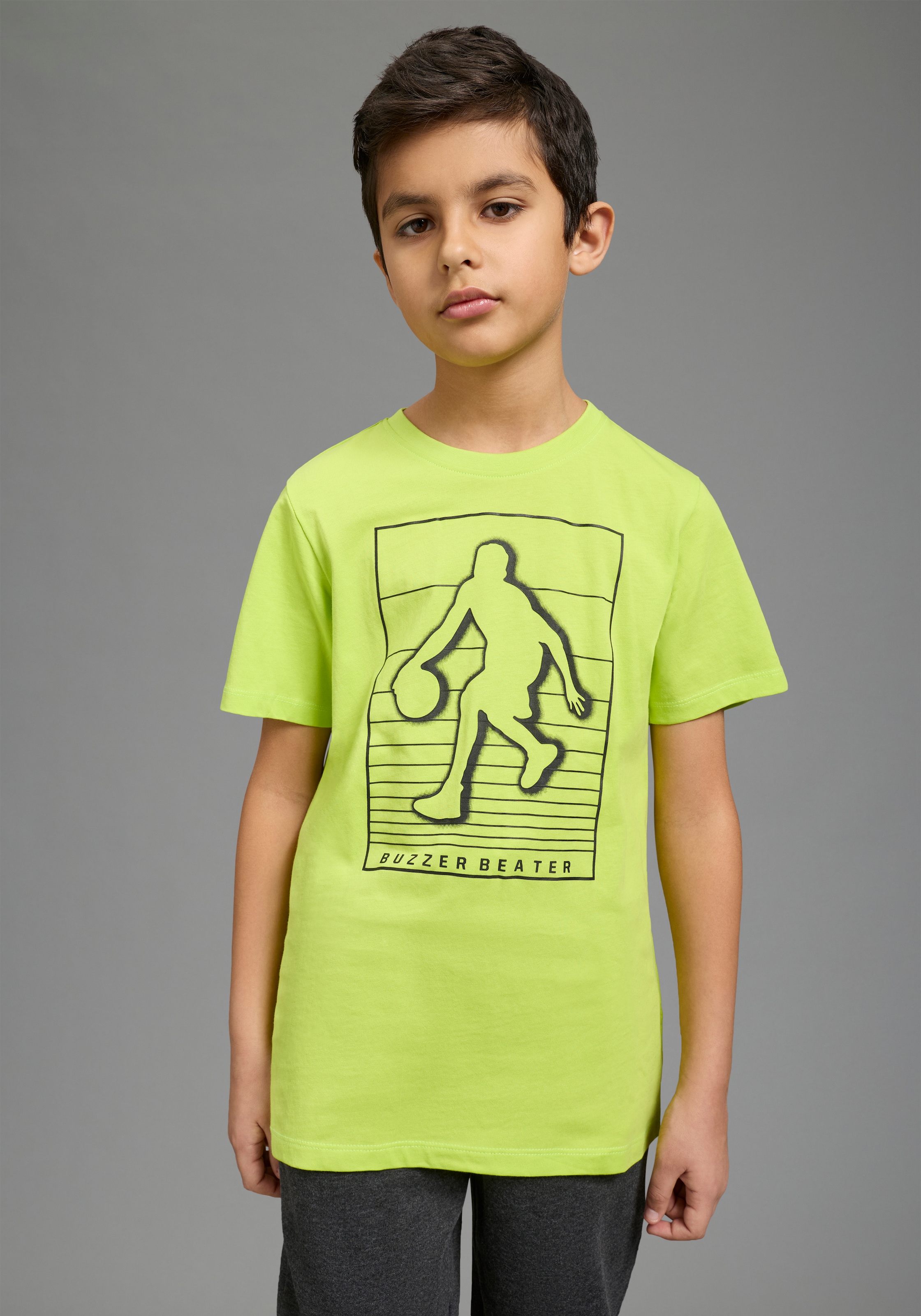 KIDSWORLD T-Shirt »2er Pack Shirts mit Basketball-Print« Packung, 2,  sportlicher Stil, Kurzarm, bedruckt, aus Baumwolle