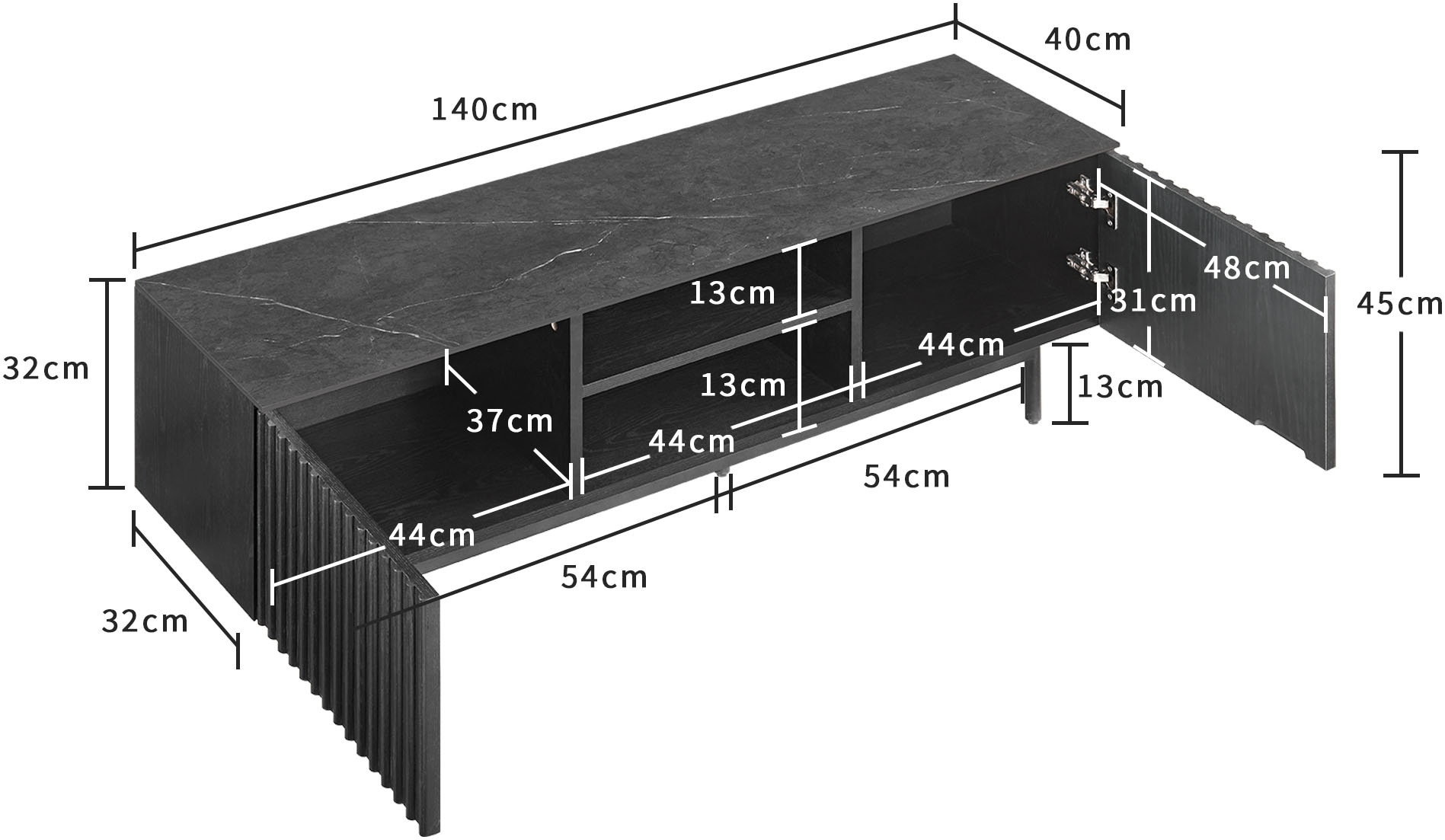 GOODproduct Tableau TV »Candise« Sintersteinplatte, Soft-Close-Funktion, FSC-zertifiziertem Eschenholz