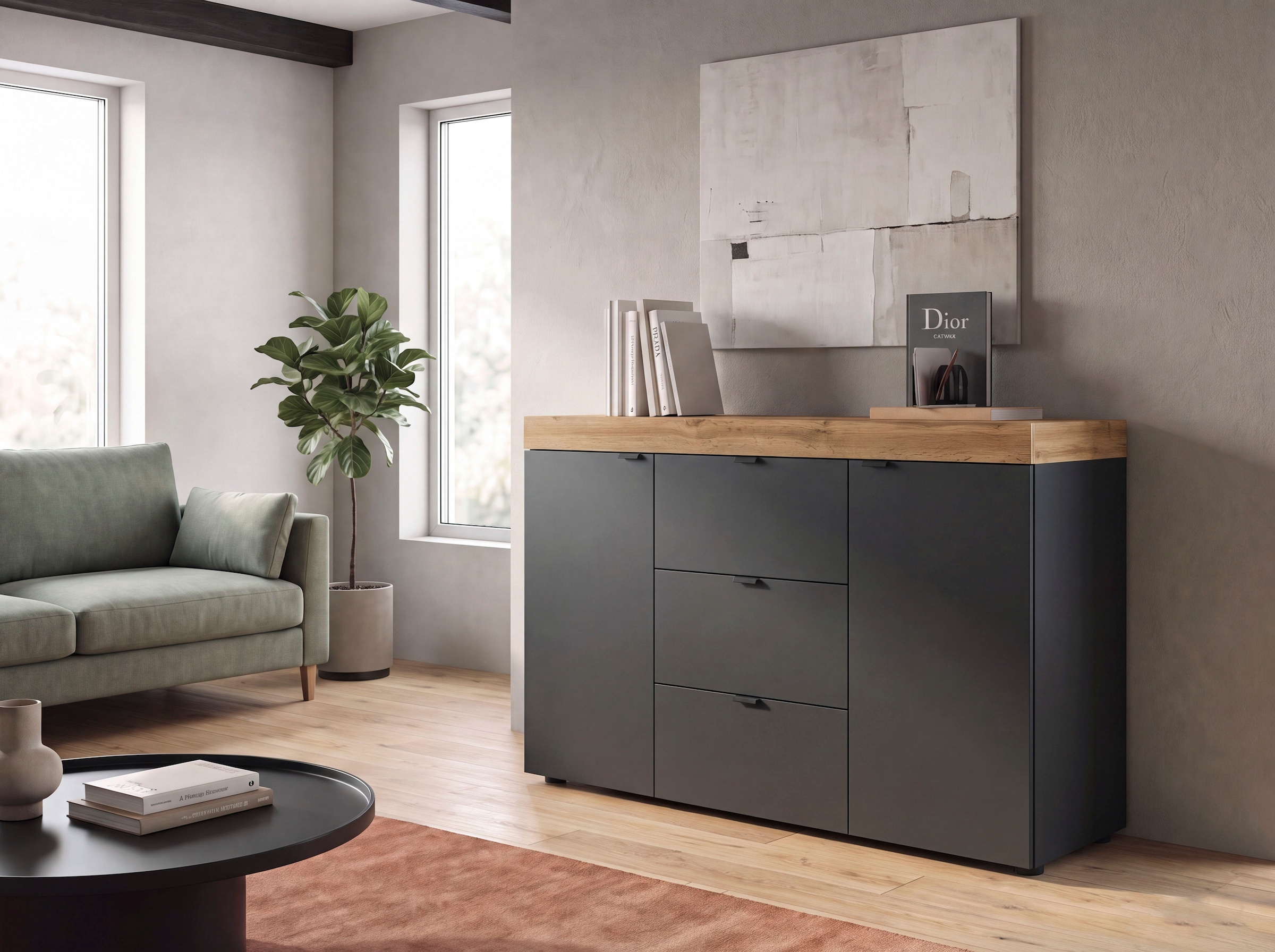GOODproduct Buffet »MAMBO II, Breite 125 cm, 2 Türen, 3 Schubkästen« 1 cuis tlg. Buffet, commode, salon, couloir, bureau