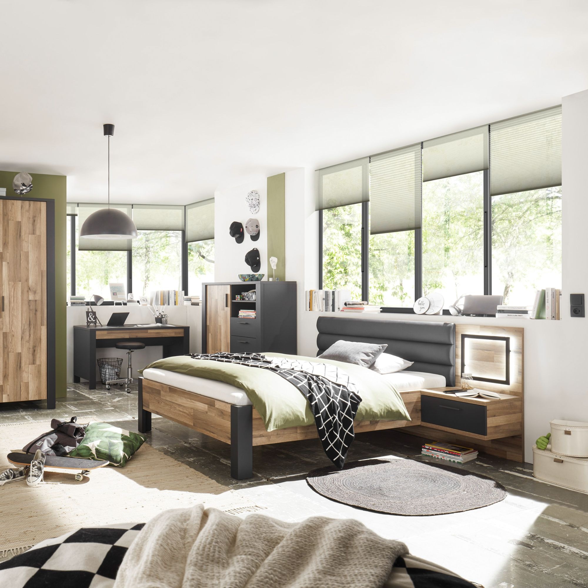 Begabino Sommier »Dallas Bett, Jugendbett mit gepolstertem Kopfteil« lit rembourré disponible en 140 ou 120 cm