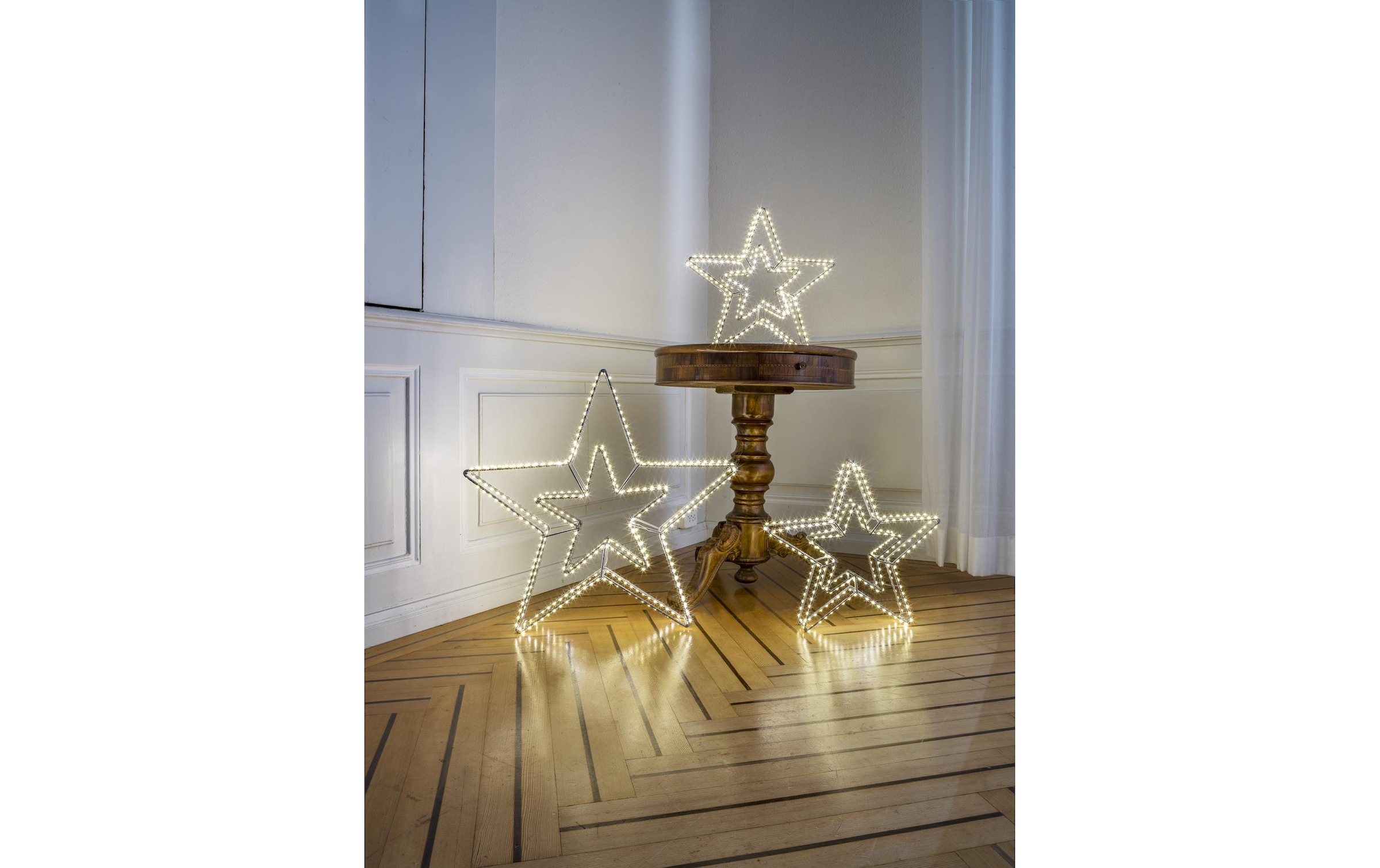 STT Figurine décorative LED »3D Double Star Argento 38cm«
