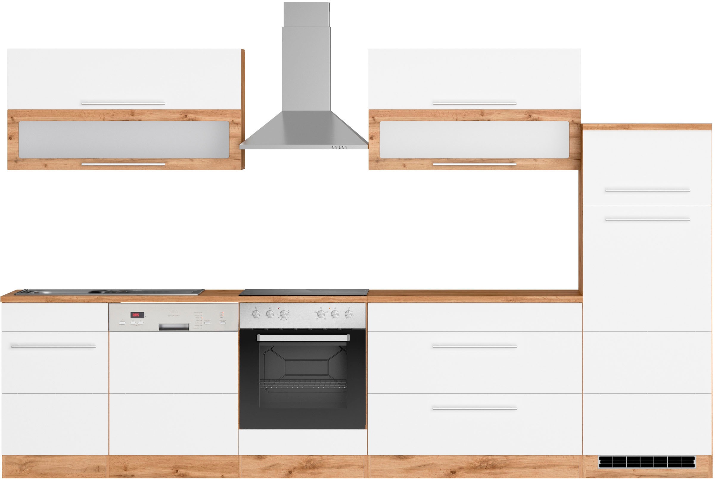 KOCHSTATION Kitchenette »KS-Wien« largeur 330 cm, avec ou sans appareils électriques au choix