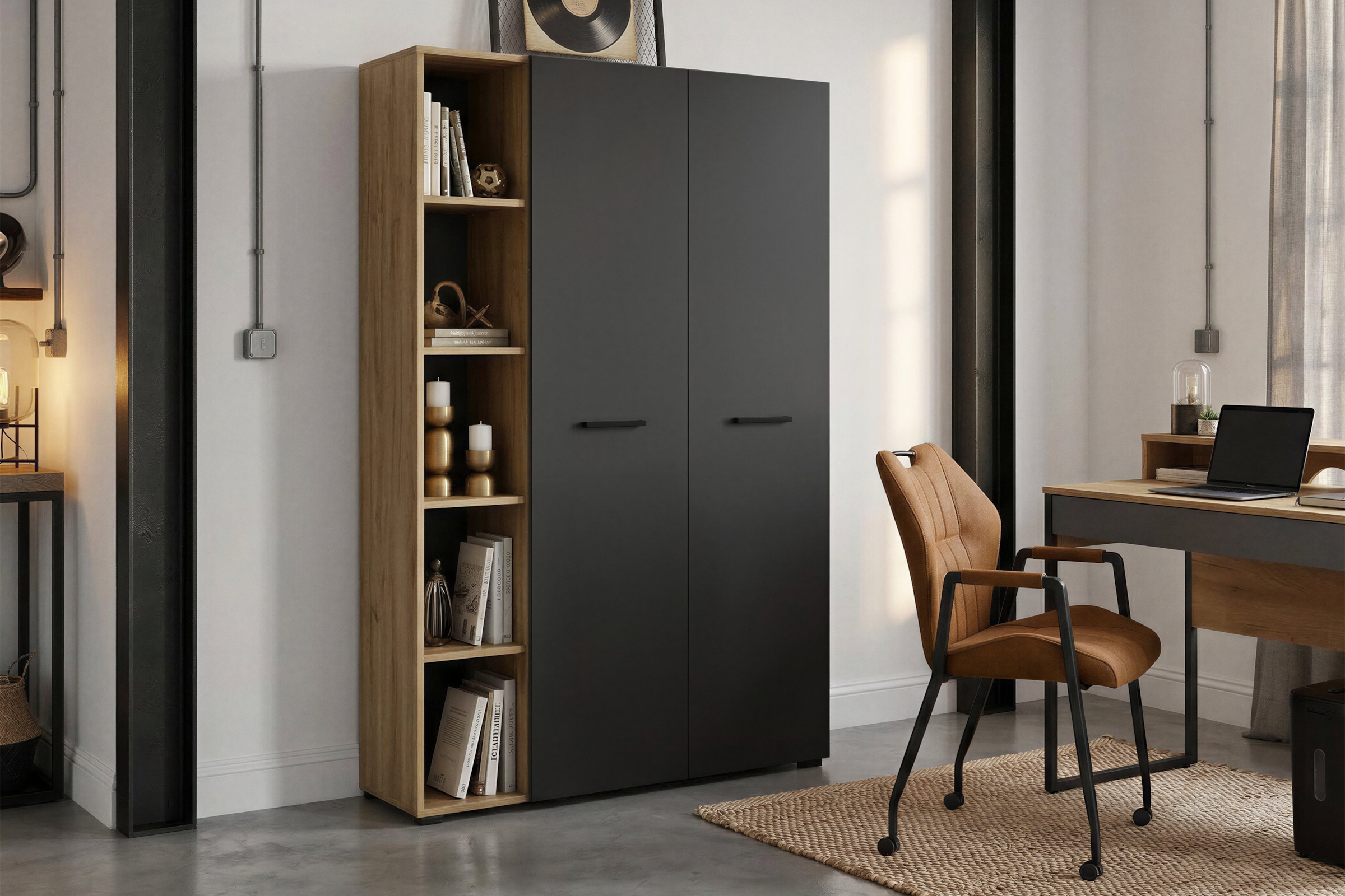 GOODproduct Armoire pour ordinateur »Moid« Ensemble,  PC-Schrank, mit zwei Türen, mit Tastaturauszug, B 88 cm