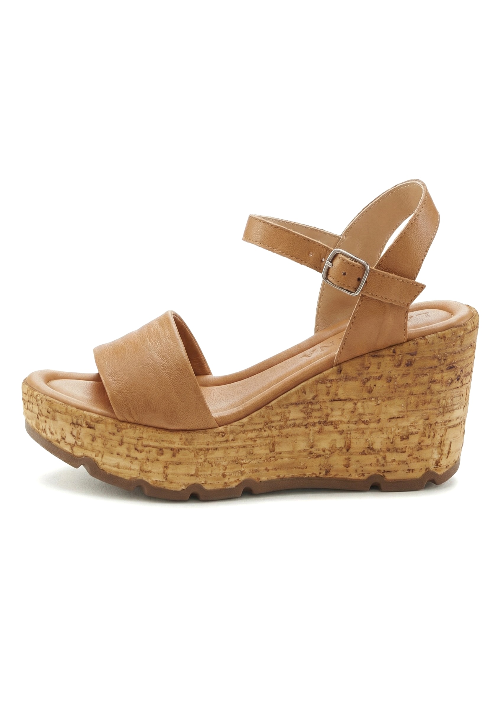 LASCANA Sandales »Sommerschuh«  Sandale, Sommerschuh, offener Schuh aus Leder mit Keilabsatz