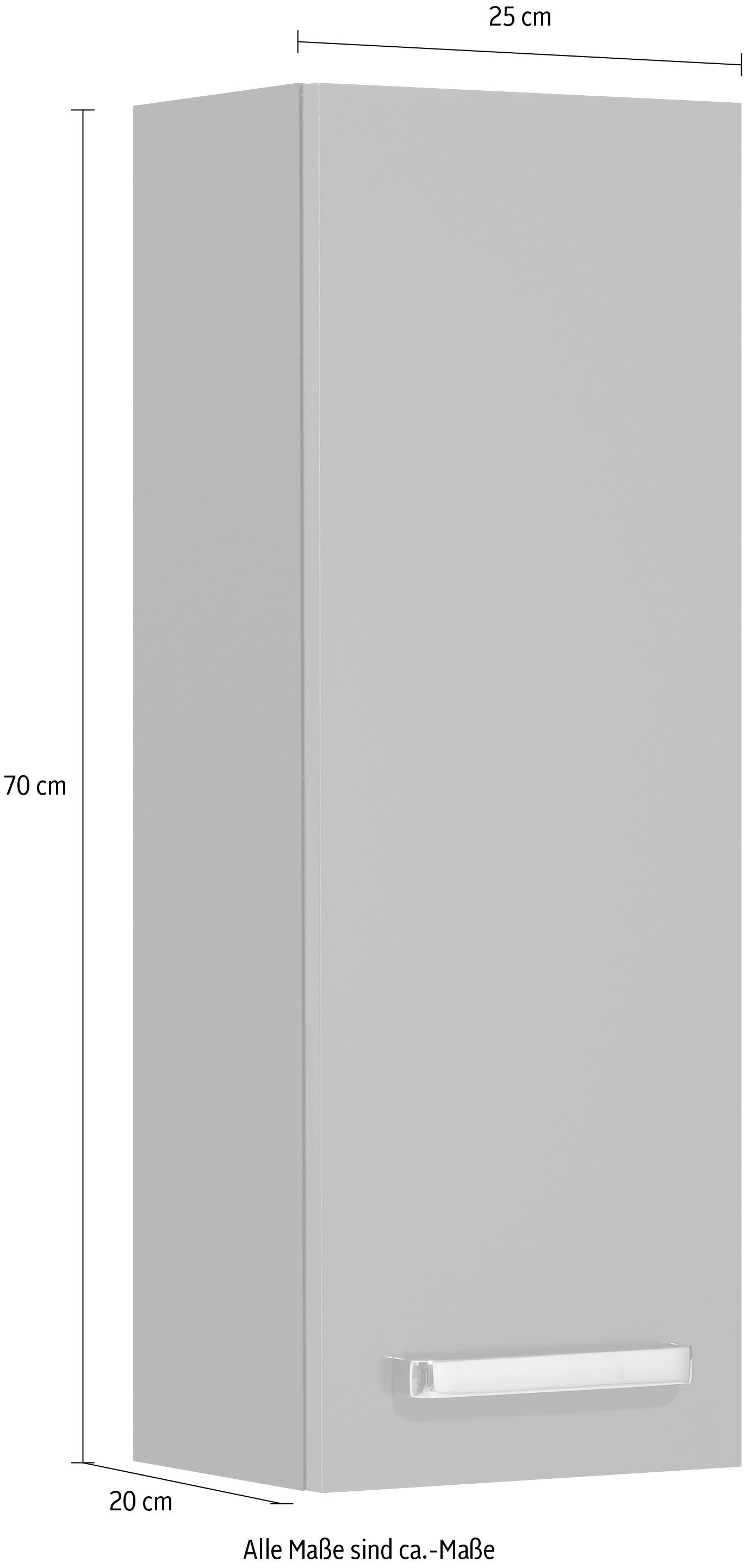 Saphir Hängeschrank »Quickset Wand-Badschrank 25 cm breit mit 1 Tür und 2 Einlegeböden« Badezimmer-Hängeschrank inkl. Türdämpfer, Griffe in Chrom Glanz