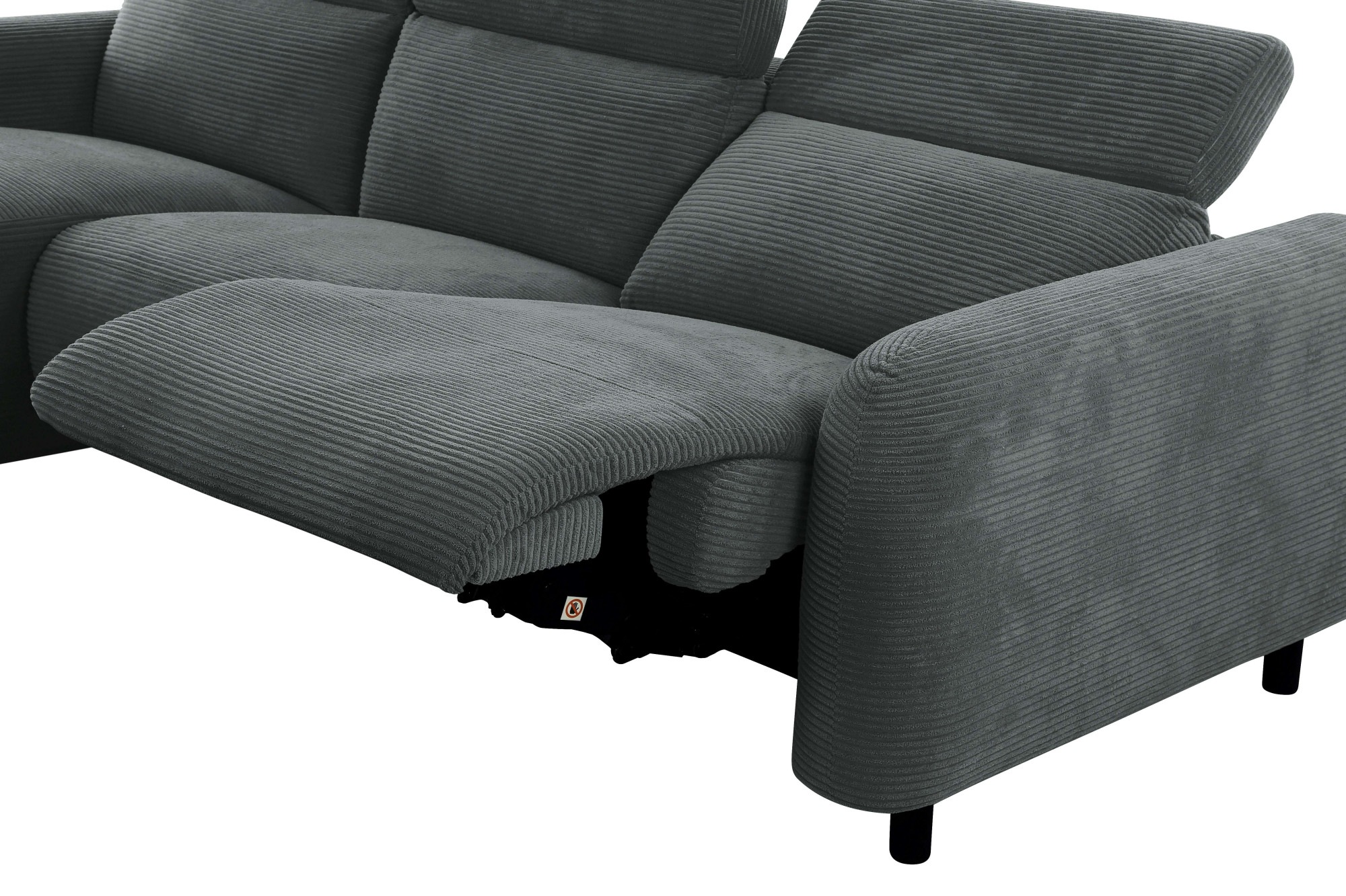 GOODproduct Ecksofa »SKAANE in Cord, L-Form, 274 cm, manuelle u. elektrische Relaxfunktion,« rundes Design, Kopfteilverstellung, Federkernpolsterung