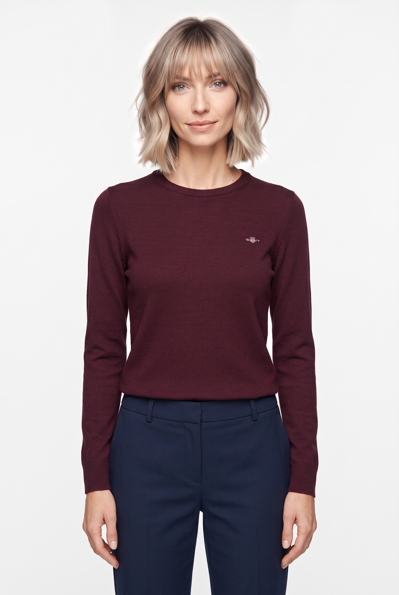 Gant Pull à col rond »WOOL COTTON C-NECK« en laine et coton