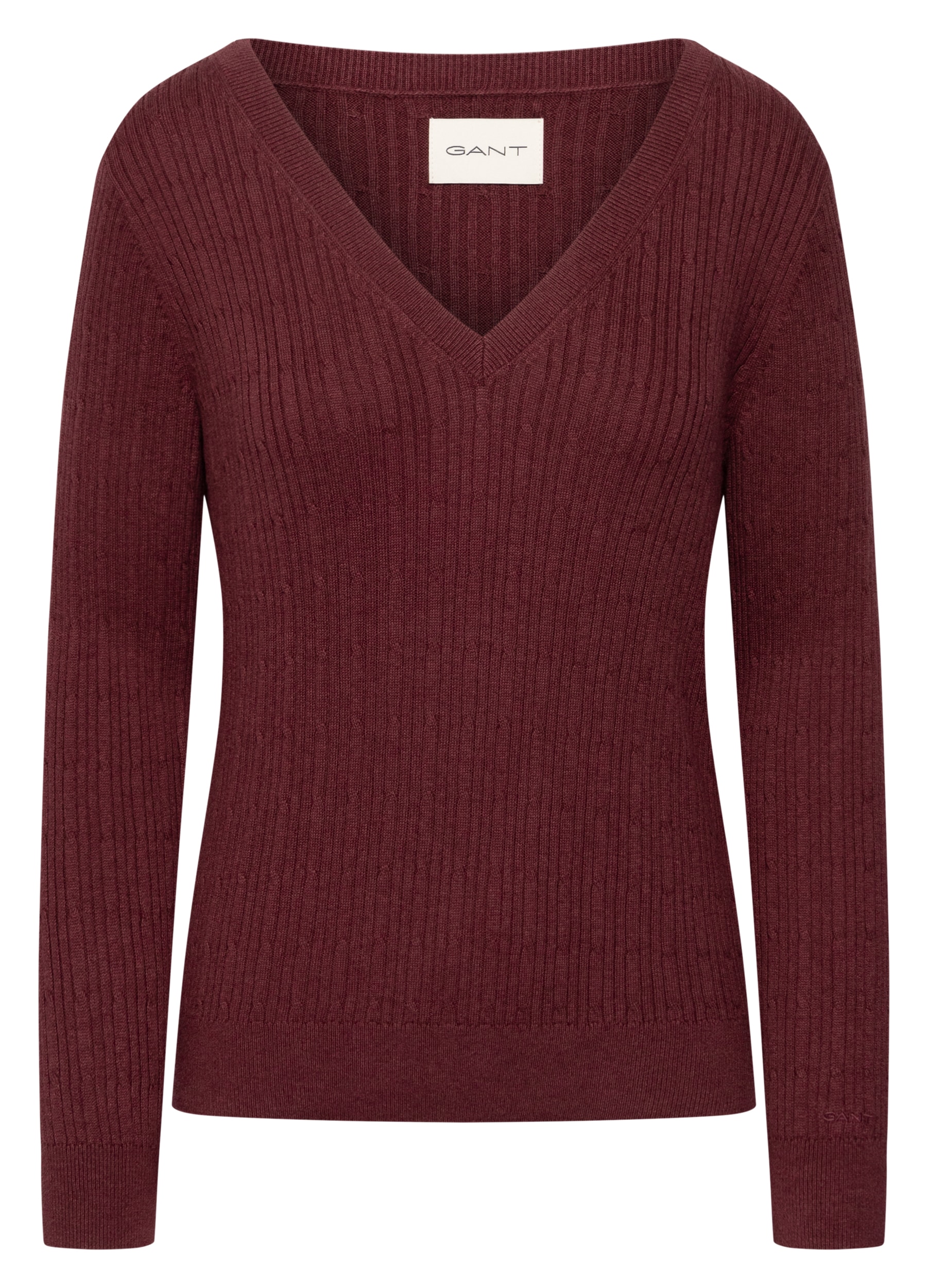 Gant Pull col V »MINI CABLE V-NECK« mit Kaschmiranteil