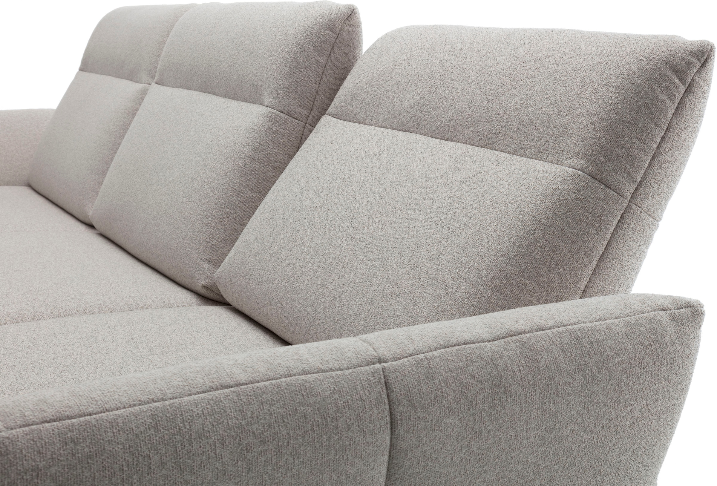 Creation BY ROLF BENZ Canapé d'angle »CR.460 Designsofa, verstellbare Rückenlehne, hochwertig & bequem« socle en noyer, pieds d'angle en gris ombre, largeur 298 cm