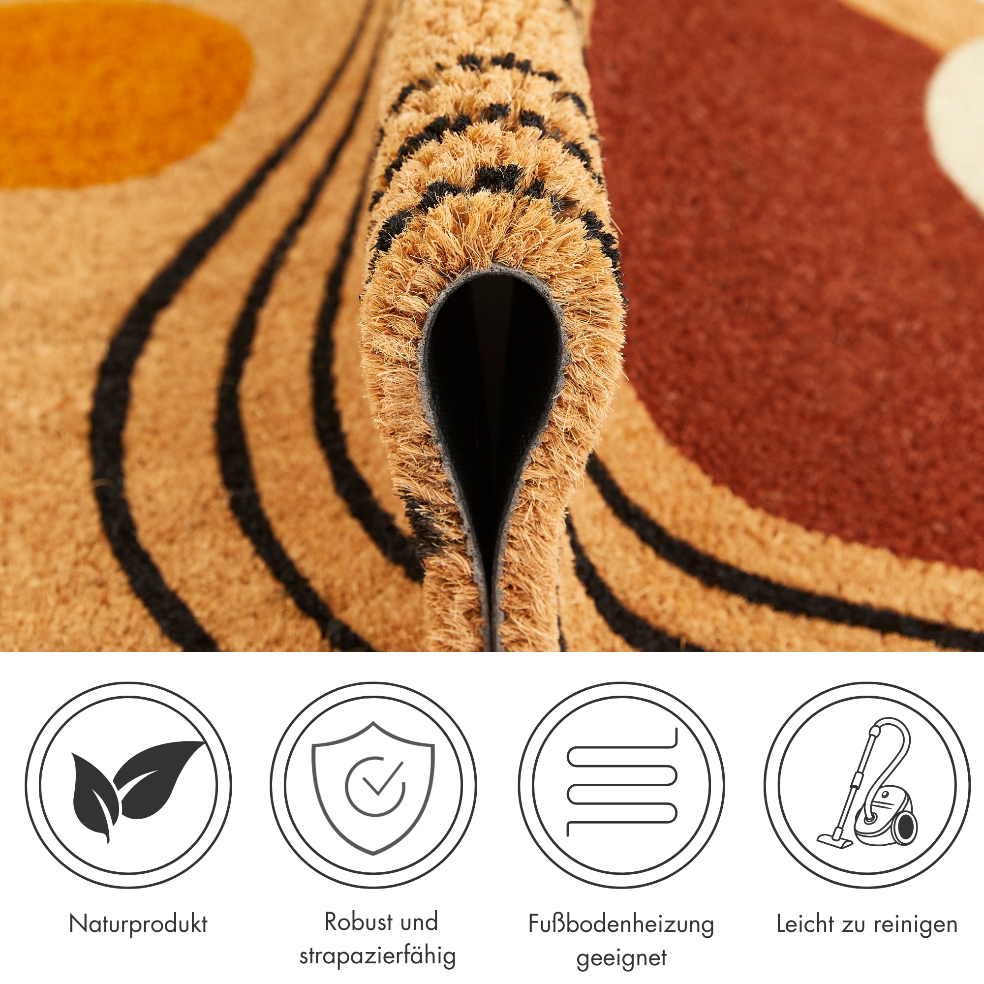 Andiamo Fussmatte »Kokos« rechteckig 17 mm Höhe Schmutzfangmatte, verschiedene Designs, In- und Outdoor geeignet