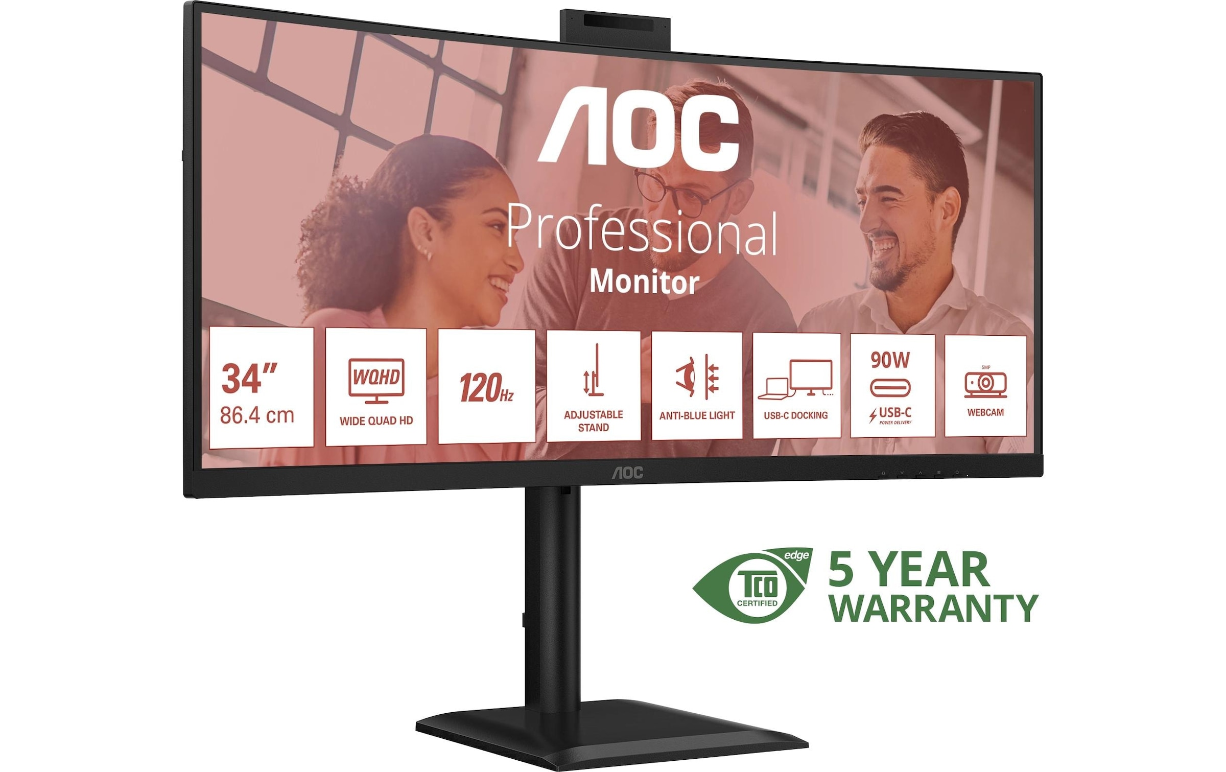 AOC Moniteur LED incurvé »CU34E4CW« 86,36 cm/34 ″  3440 x 1440 px 120 Hz