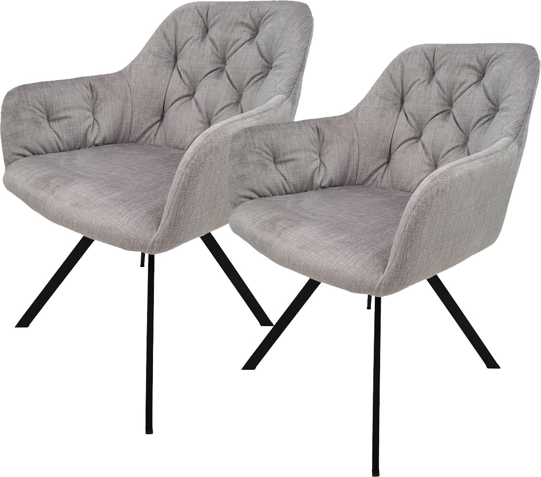 Kayoom Chaise rembourrée »Stuhl Georgia 125 2er-Set, gesteppter Rücken, samtweicher Bezug« (Set) 2 cuis360°-drehbar, elegante Steppung, mit Armlehne,  gesteppter Rücken