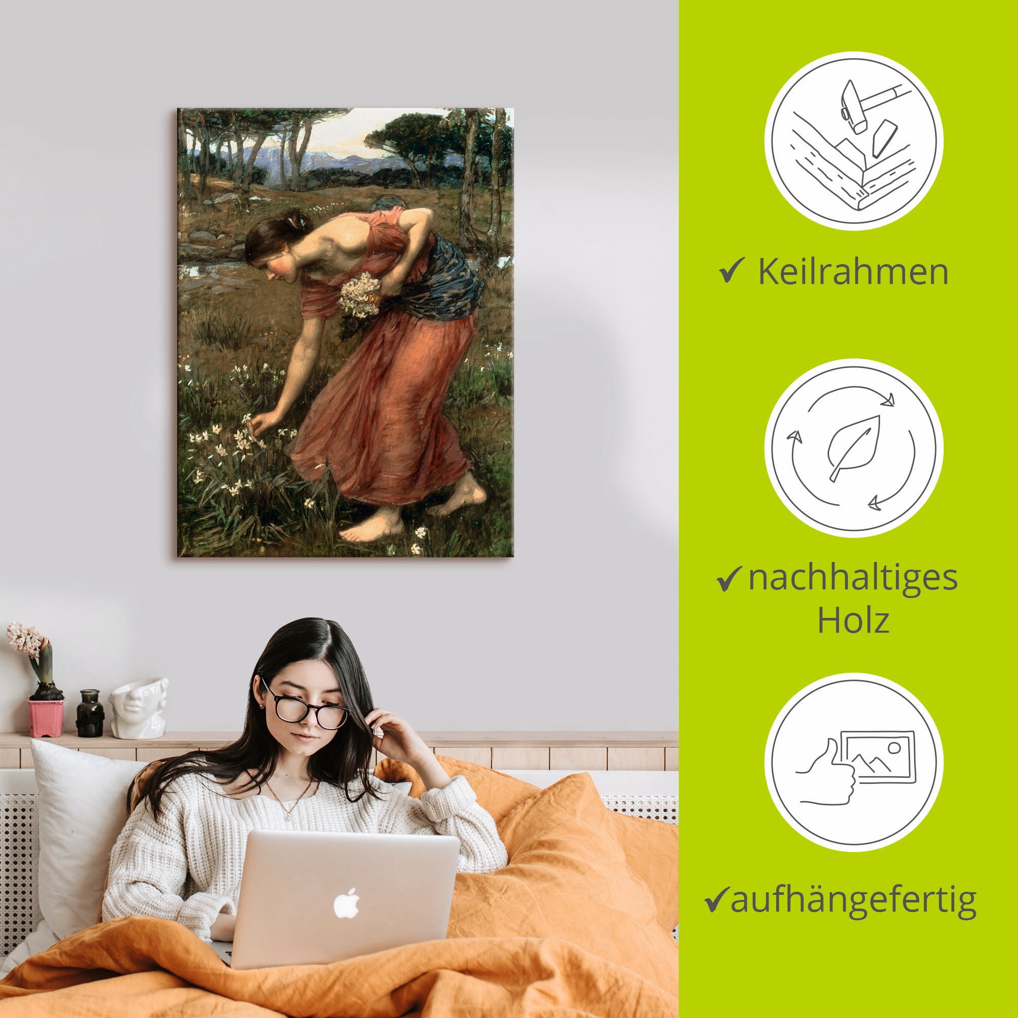 Artland Leinwandbild »Narziss« Frau 1 Stk. tlg. auf Holzrahmen gespannt