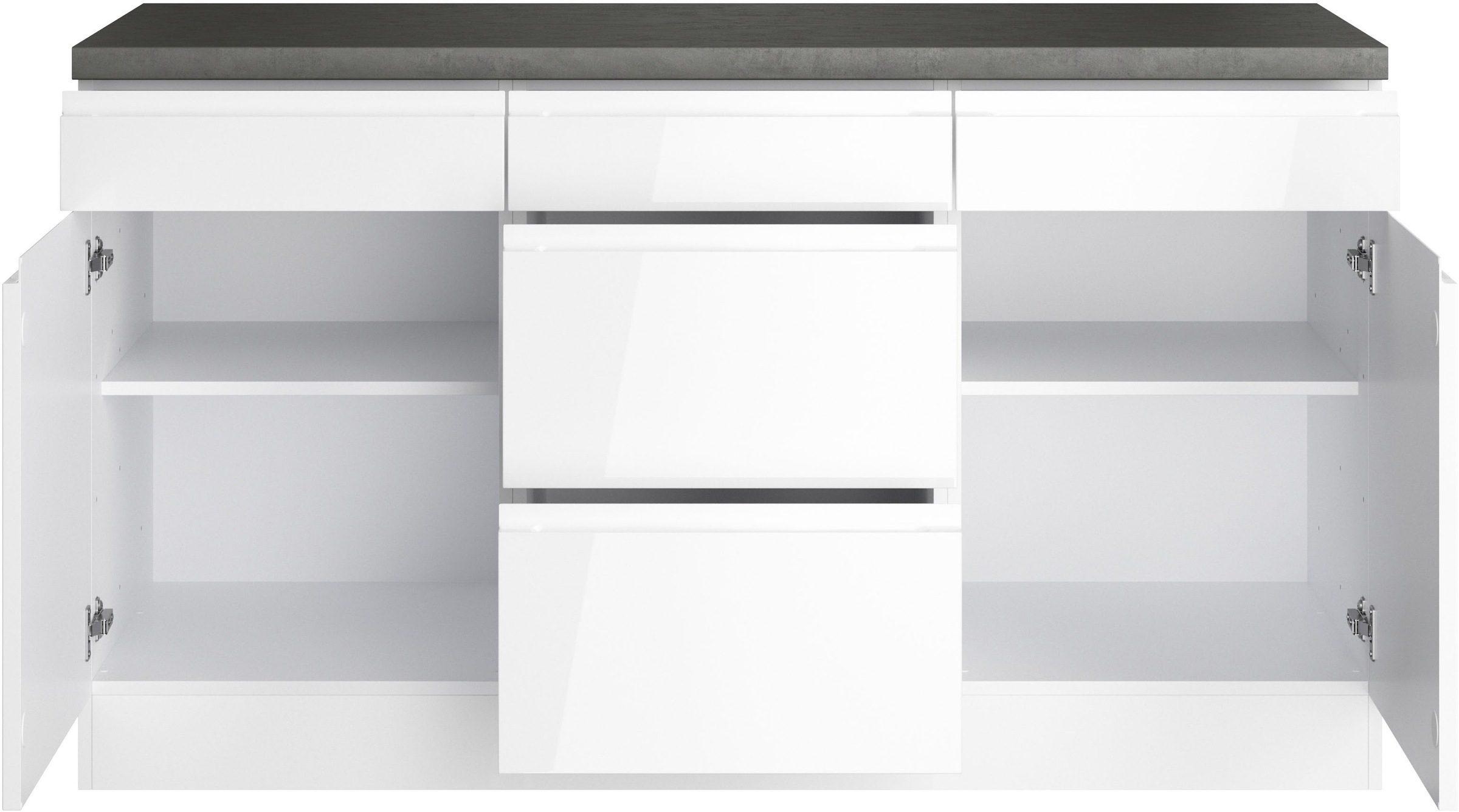 KOCHSTATION Armoire basse »KS-Virginia,neu in verbesserter Ausführung« largeur 150 cm, 2 portes, 3 tiroirs, 2 rallonges