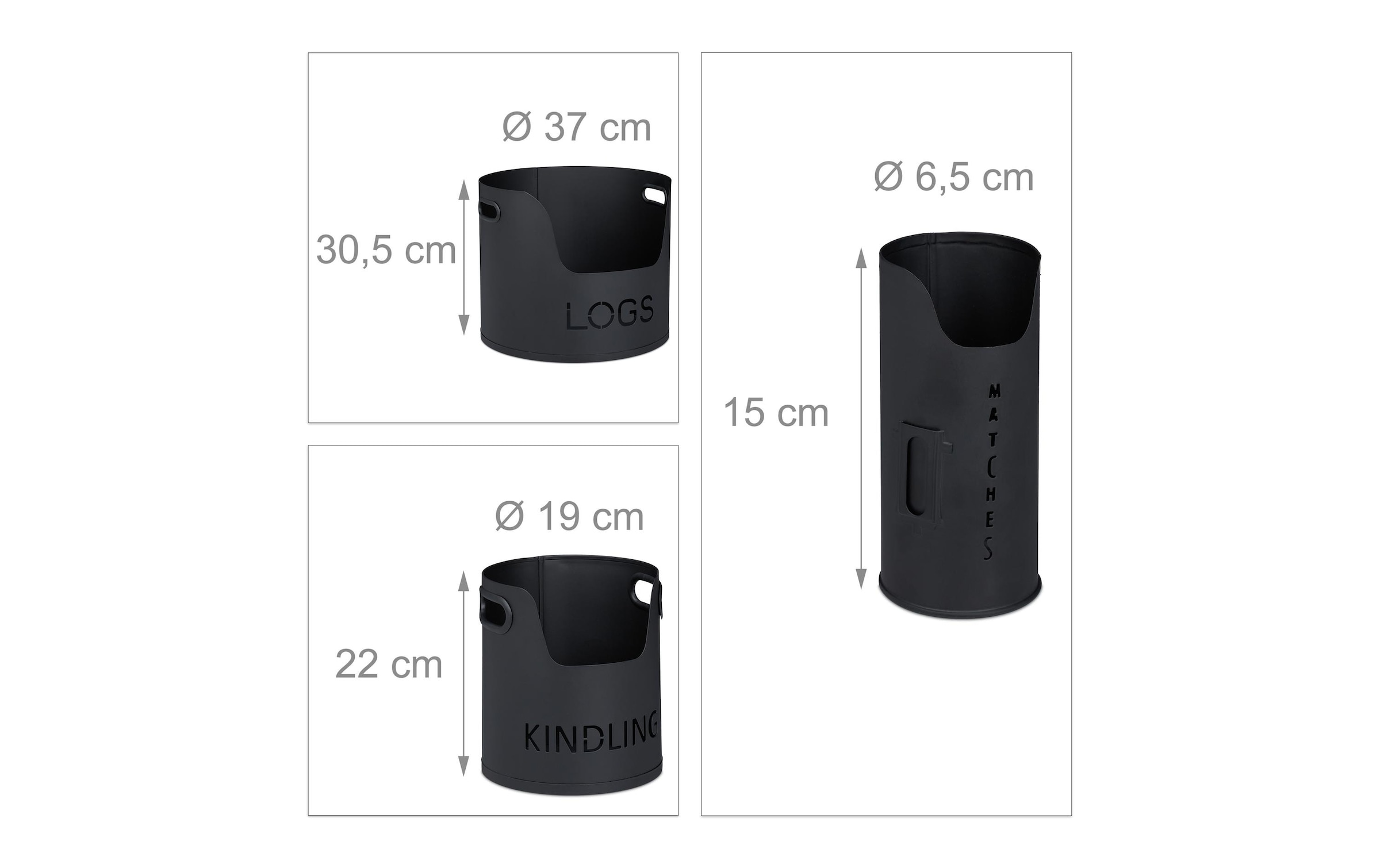 relaxdays Kaminholzregal Set, 3 Stk. tlg.