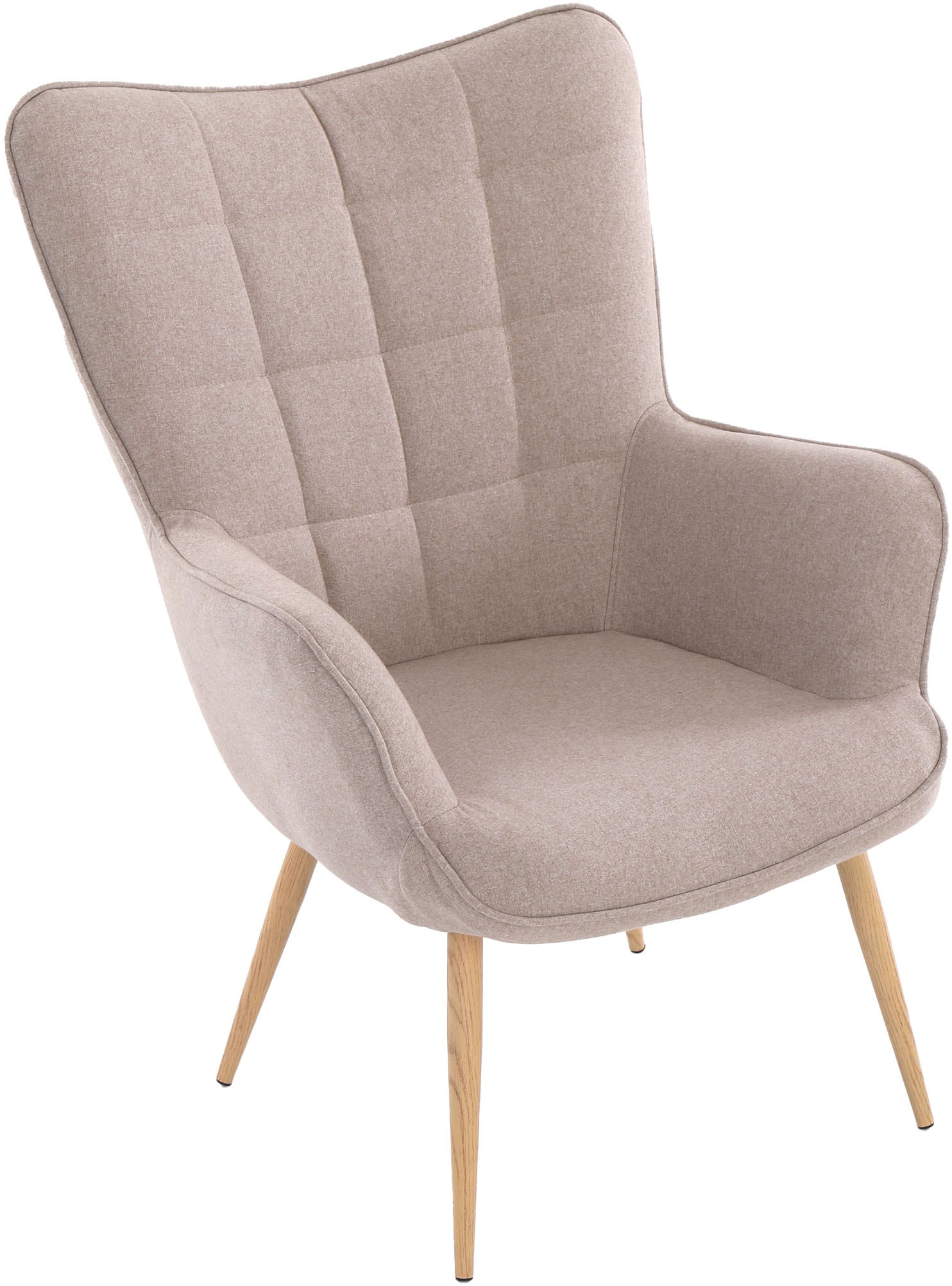 byLIVING Sessel »UTA« Bezug Webstoff sandfarben, Gestell Metall Artisan Eiche, Schaumstoff