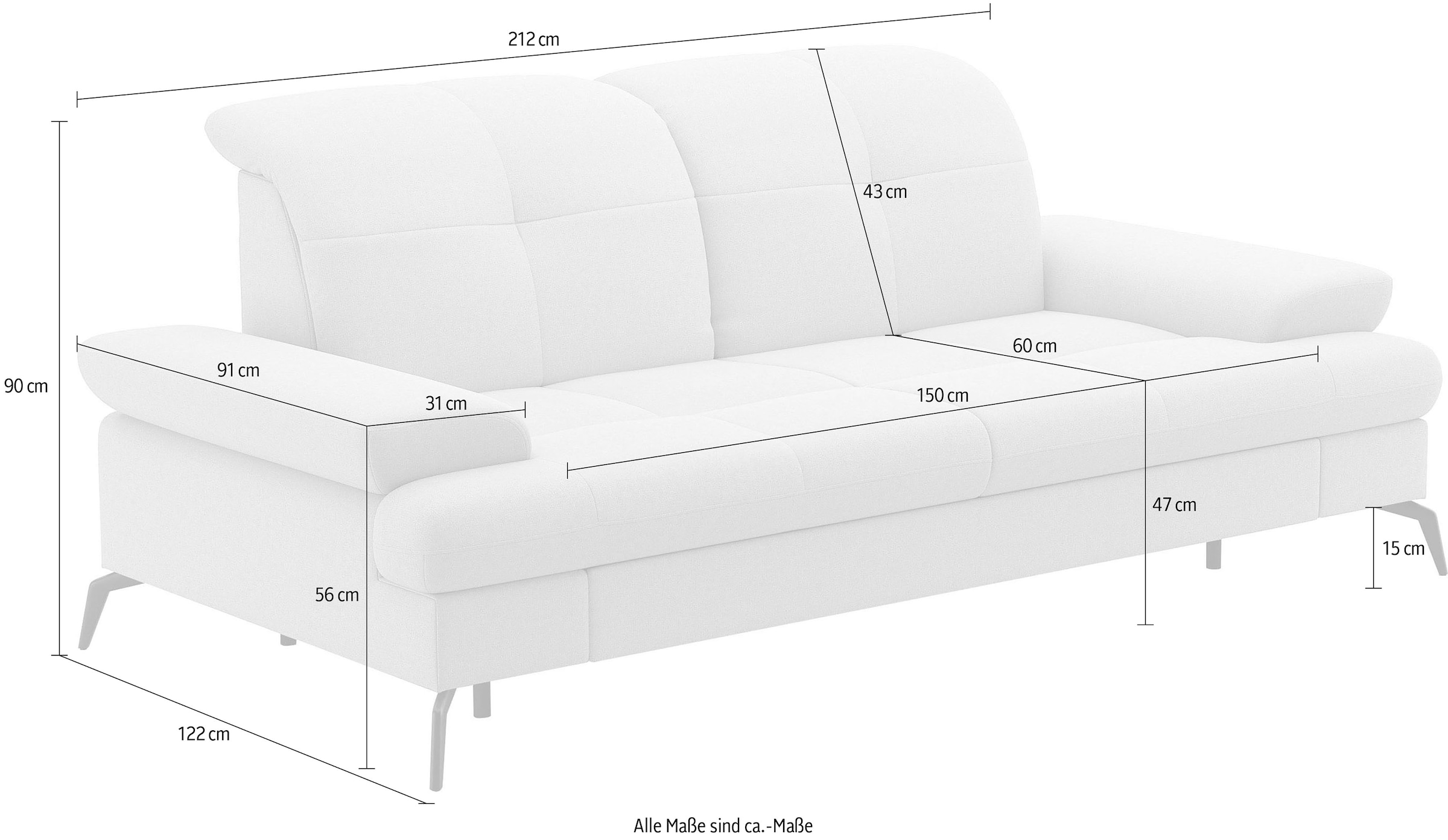sit&more 3-places »Amica, inkl. Sitztiefenverstellung und Armteilverstellung« wahlweise mit Kopfteilverstellung und Bettfunktion