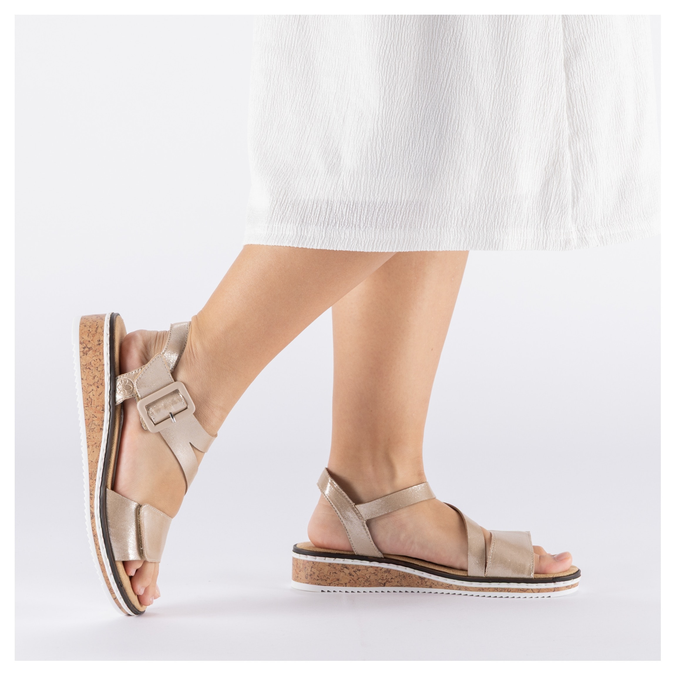 Rieker Riemchensandale  Sommerschuh, Sandalette, Keilabsatz, mit asymmetrischem Riemchen