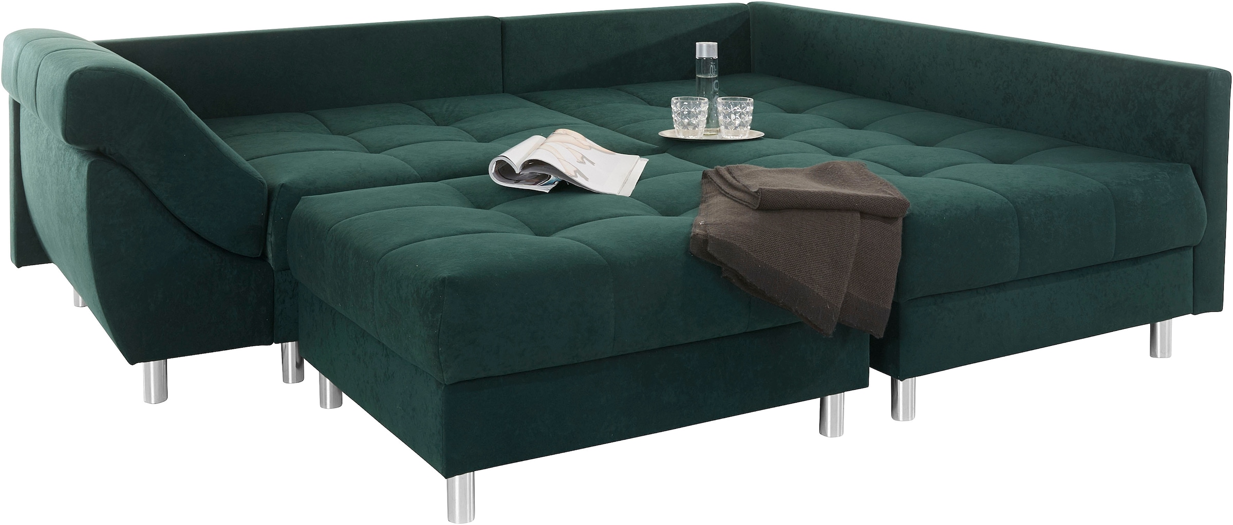 COLLECTION AB Ecksofa »(Spar-Set) Innsbruck L-Form und Hocker« Ecksofa und Hocker, Recamiere links oder rechts montierbar