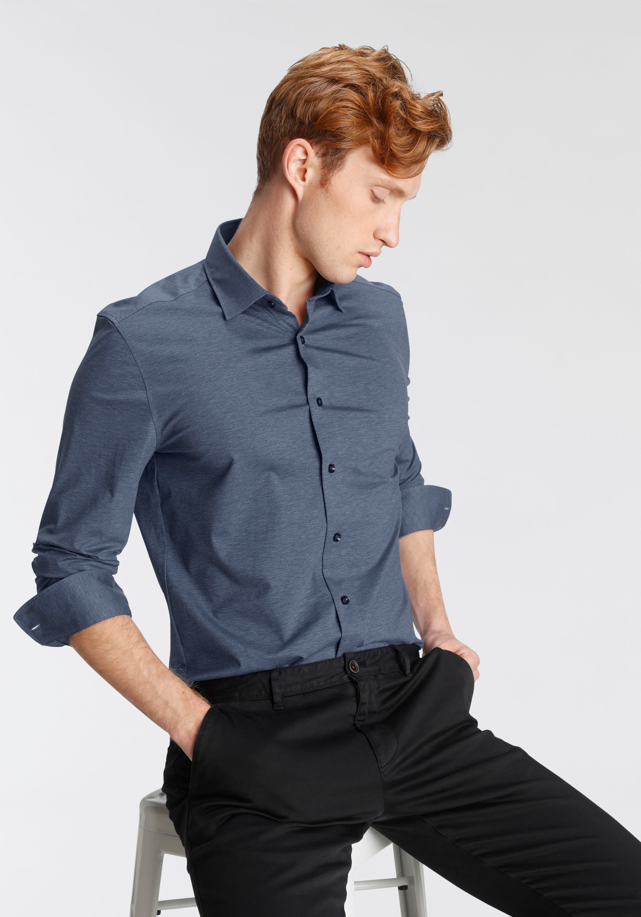 OLYMP Chemise à manches longues »Luxor 24/Seven modern fit Jerseyshirt« avec propriétés anti-odeurs