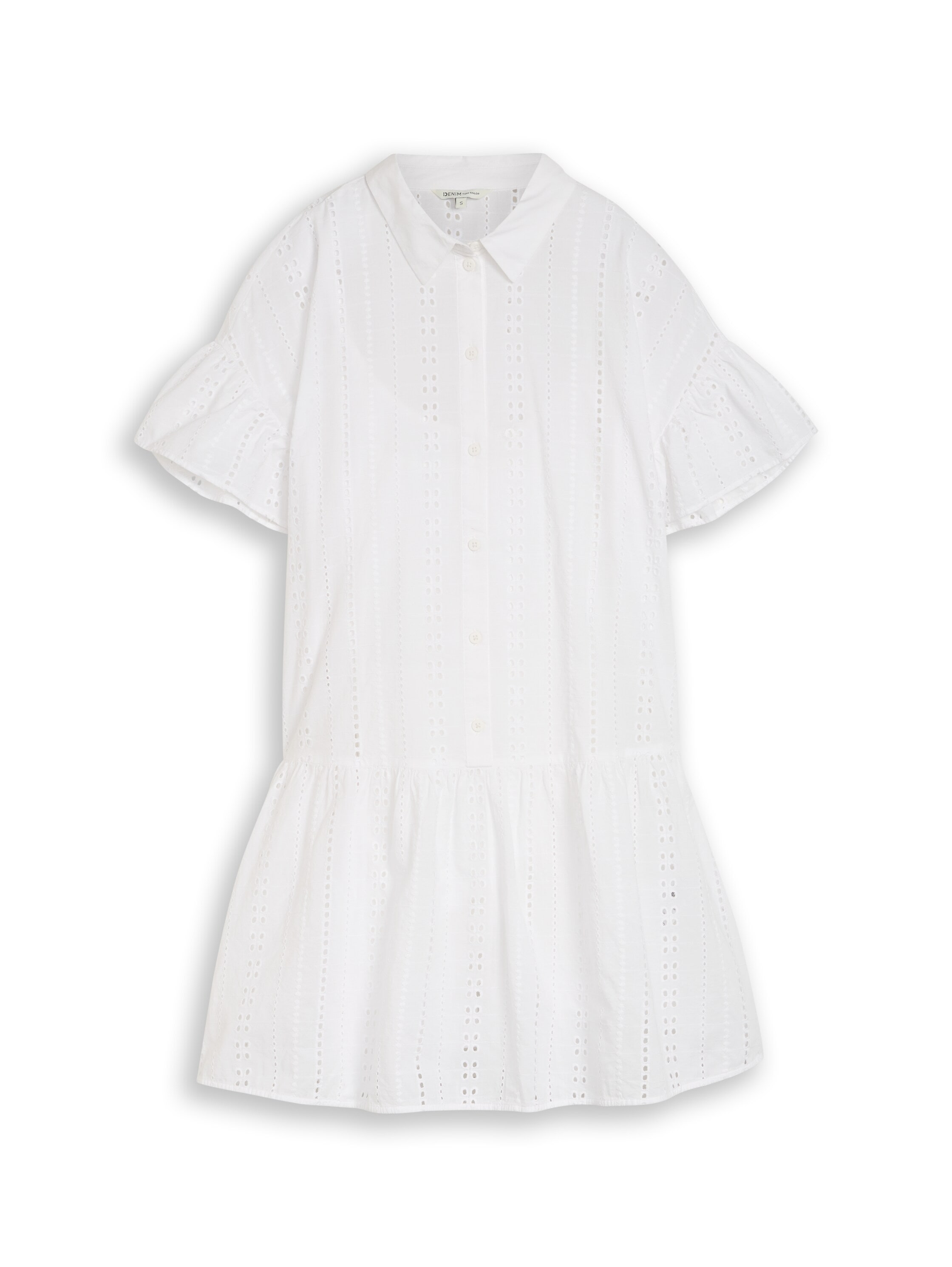TOM TAILOR Denim Robe chemisier Sans poches Robe d'été avec détails en crochet