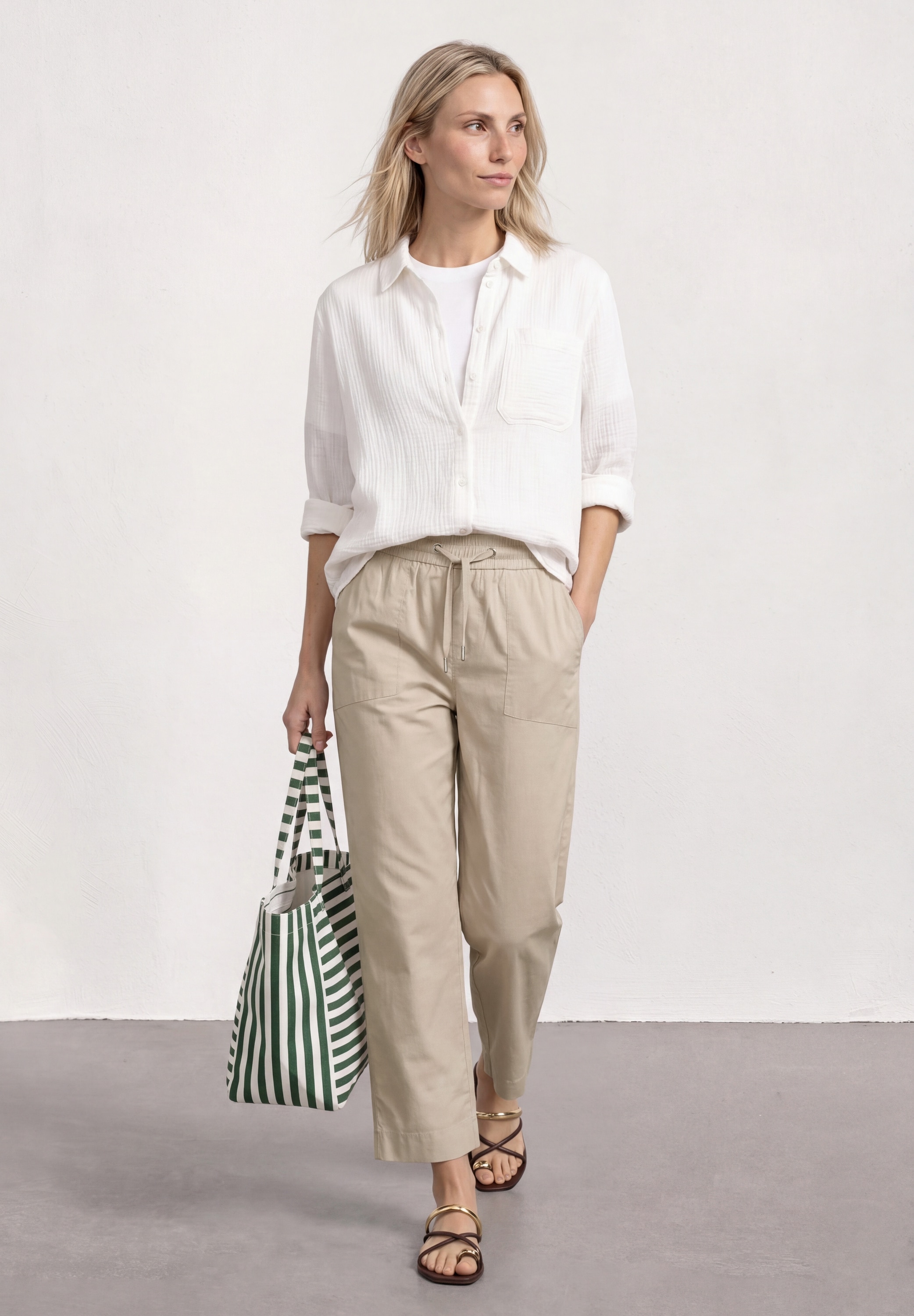 STREET ONE Pantalon en tissu  Sommerhose mit Turn-Up-Detail