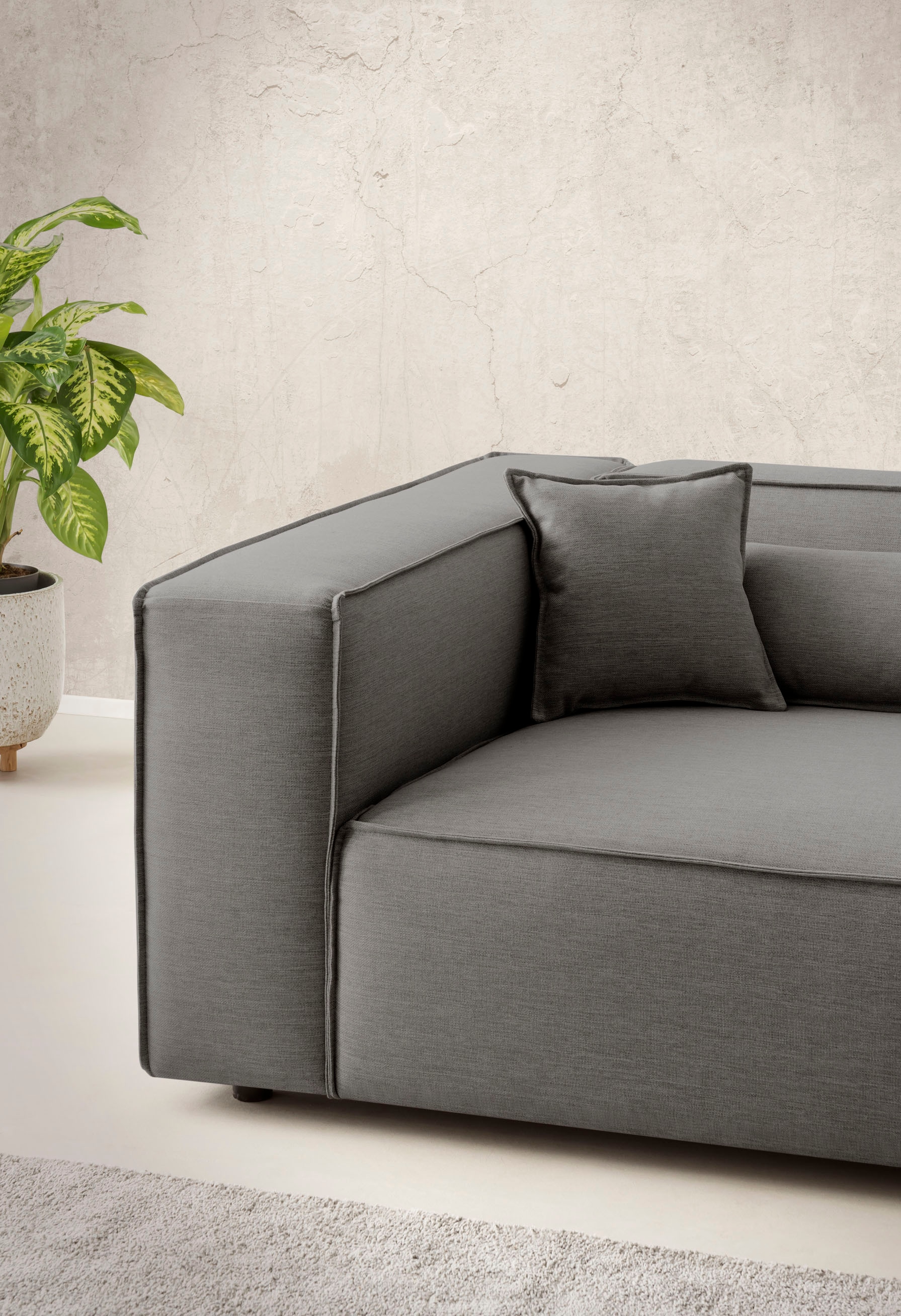 LeGer Home by Lena Gercke 3-places »PIARA XXL, Sofa mit Kedernaht in Cord, Leinenoptik o. Strukturstoff« schwarze Füsse, bequemer Sitzkomfort, extra tiefe Sitzfläche