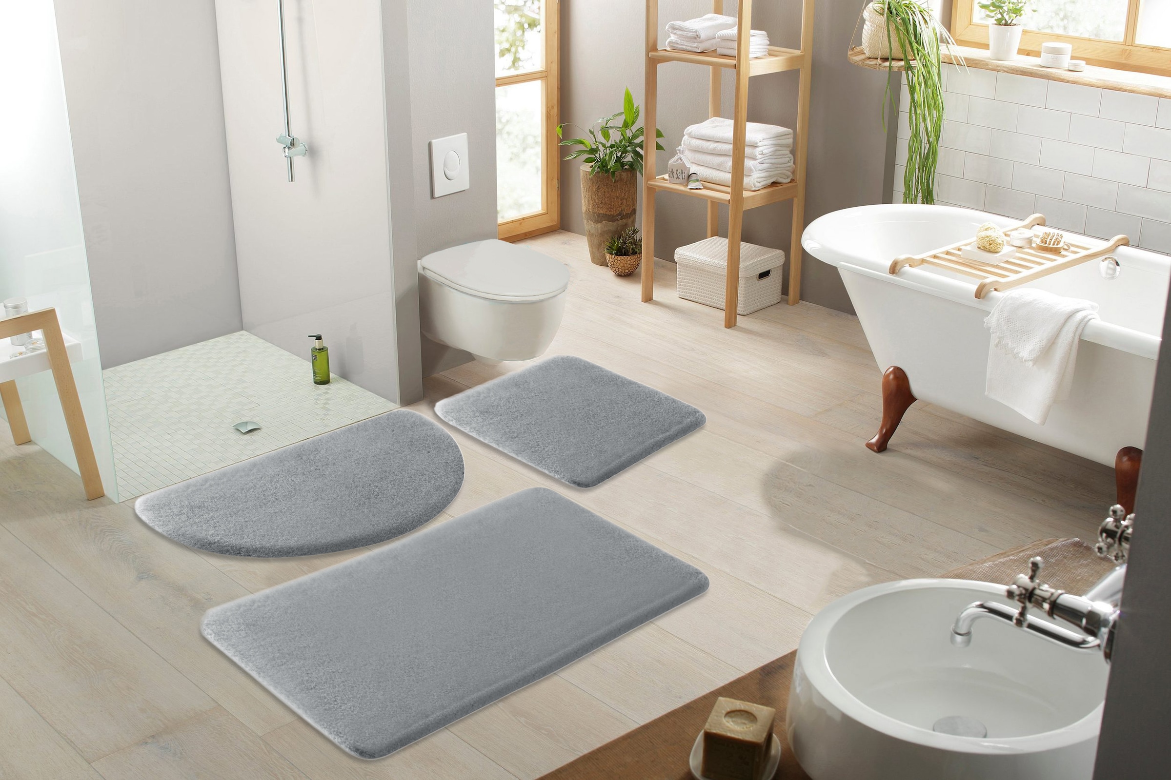 my home Badematte »Valeria, Kaninchenfell-Haptik« Höhe 20 mm rutschhemmend beschichtet fussbodenheizungsgeeignet | strapazierfähig Kunstfell, weicher Badteppich