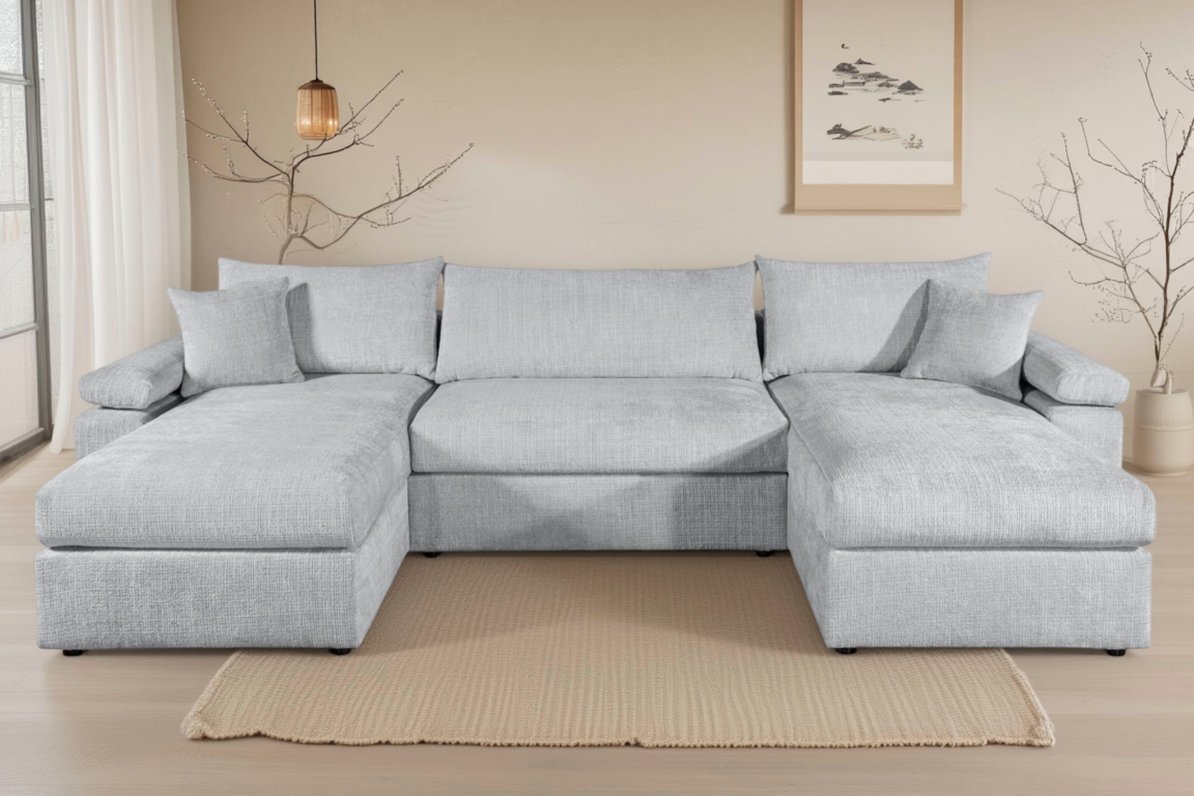 COLLECTION AB Wohnlandschaft »Cosy U-From, Breite 309 cm« mit 2 Ottomane, Sitzaufbau im Sanwich-Federkern mit Kaltschaumauflage