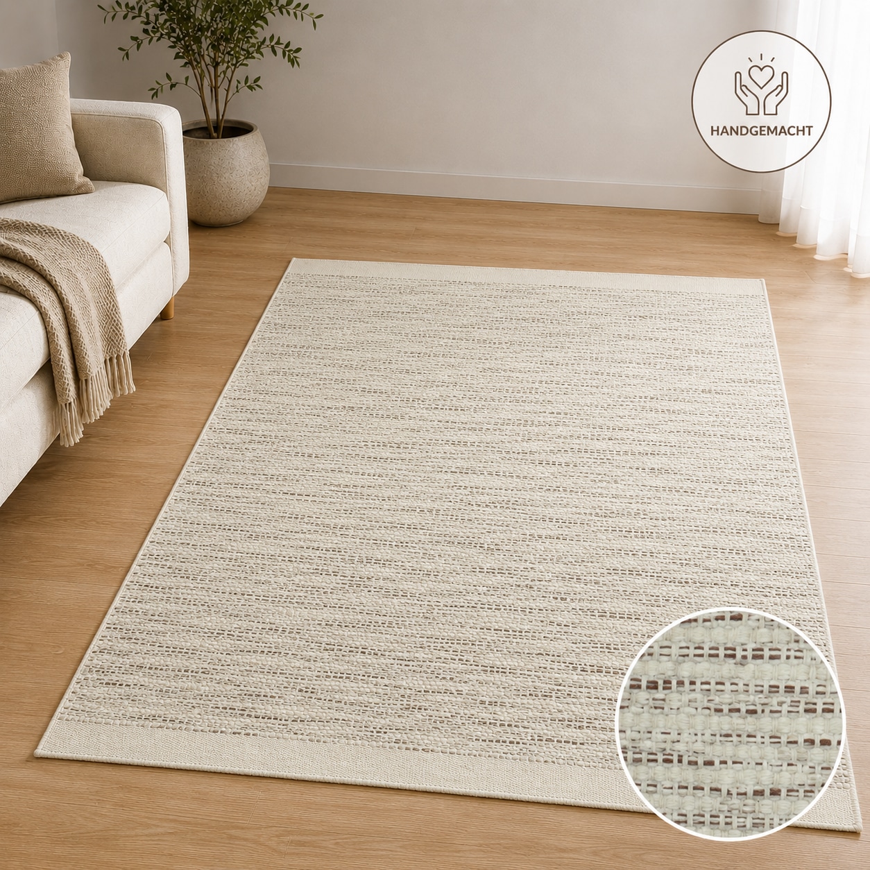 GOODproduct Tapis »Lirra, mit hohem Wollanteil, Wolle-Baumwoll-Mix« Rectangulaire 6 mm Höhe Design intemporel, structure tissée, salon, chambre, salle à manger
