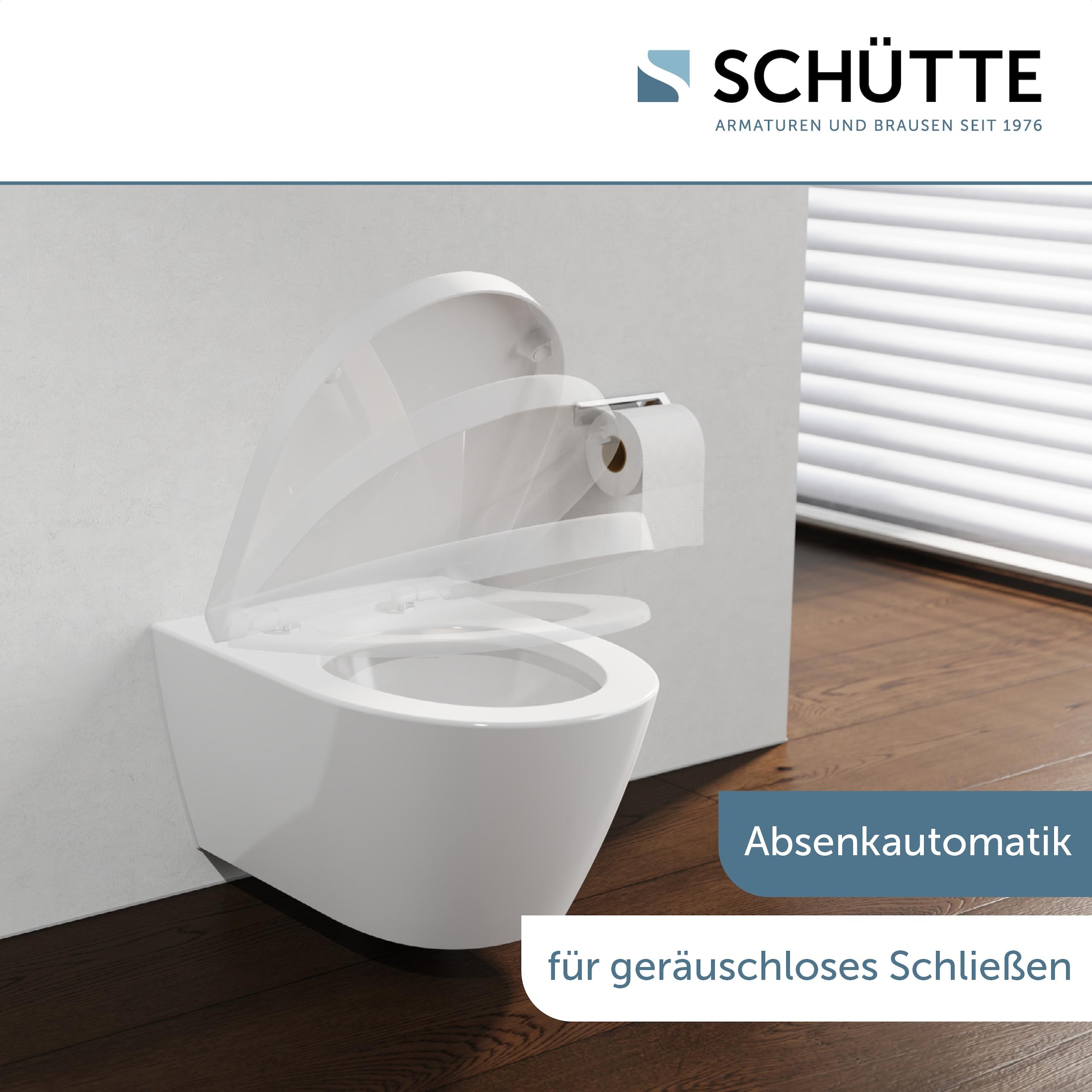 Schütte WC-Sitz »Duroplast, WHITE D-Form PRO 7« WC-Sitz, Befestigungsmaterial, Montageanleitung,  mit Absenkautomatik und Schnellverschluss