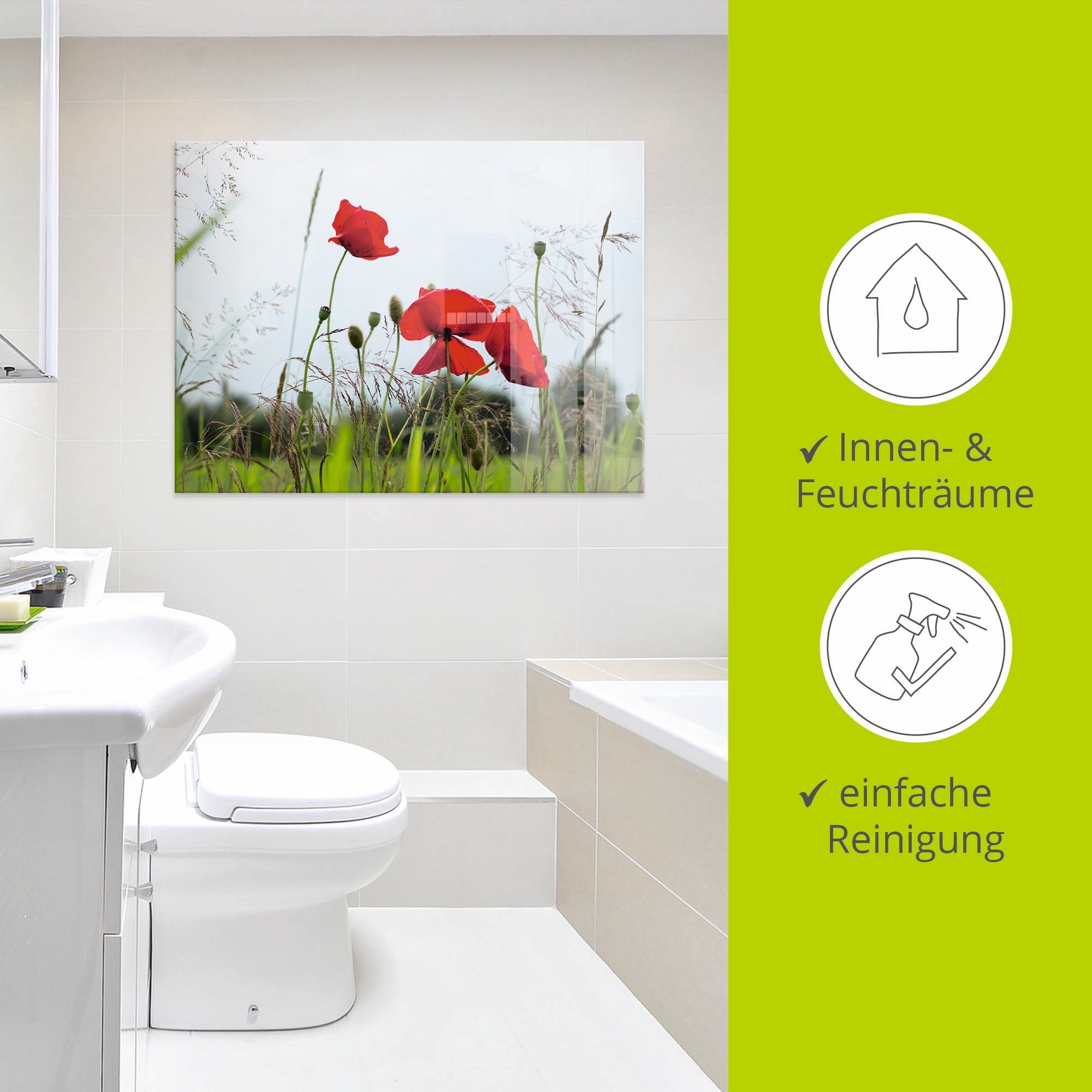 Artland Glasbild »Mohnblumen I« Blumen 1 Stk. tlg. in verschiedenen Grössen