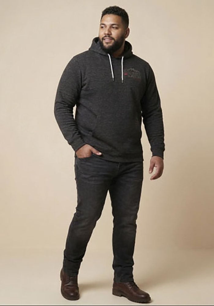 Man's World Plus Sweat à capuche , avec capuche et cordon de serrage, aspect chiné, coupe régulière
