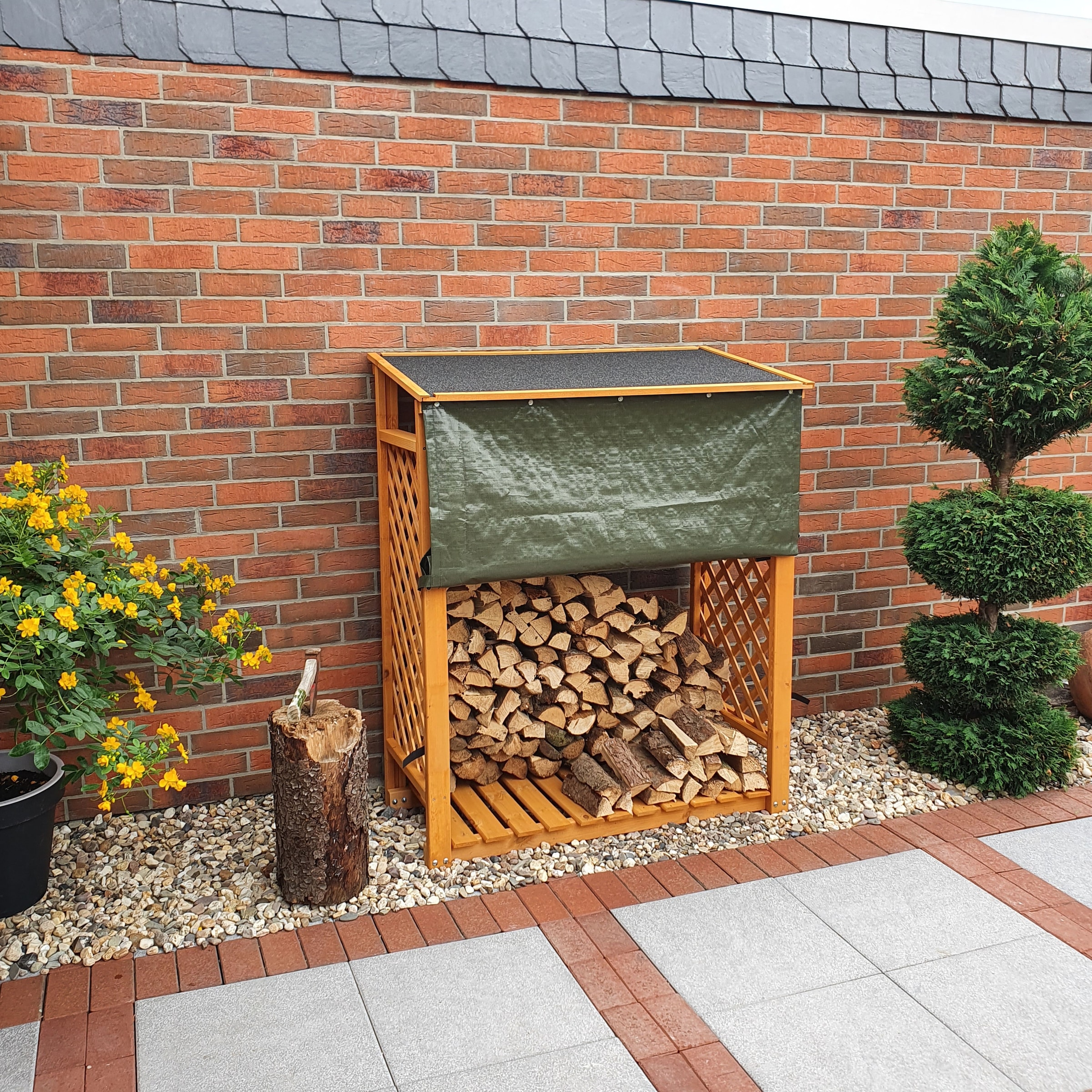 promadino Kaminholzregal »Speyer« mit Wetterschutz